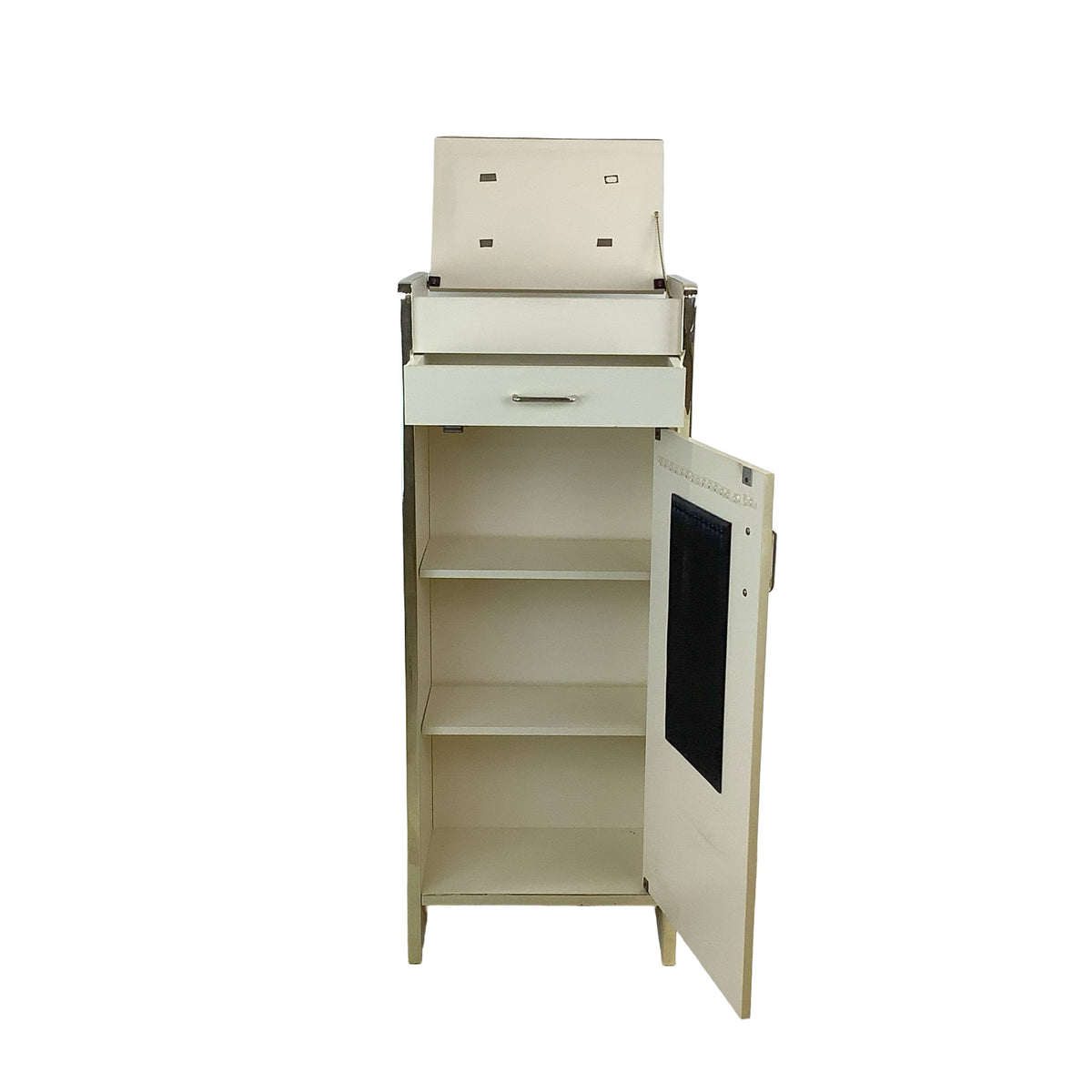 Vintage 1980s Postmodern Jewelry Armoire with Gold-Tone Trim