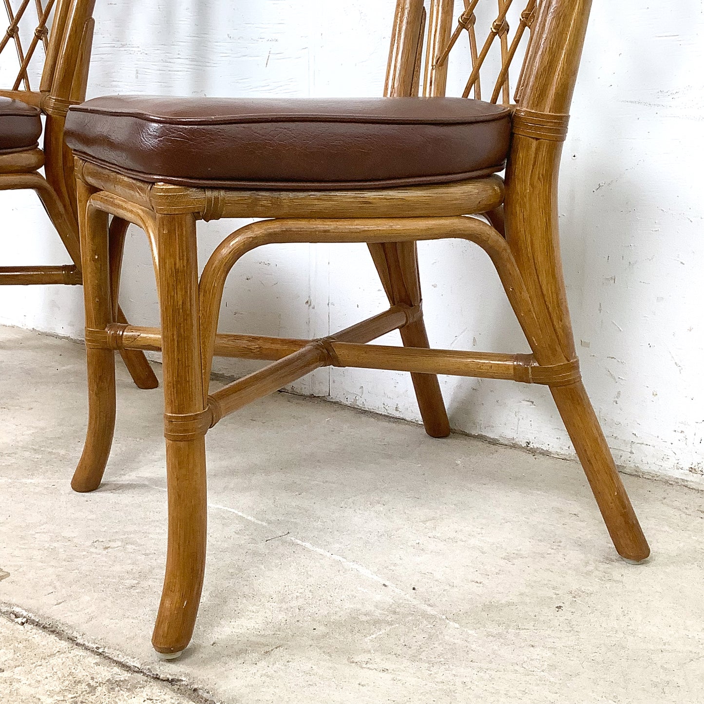 Set of Four Vintage Rattan Dining Chairs