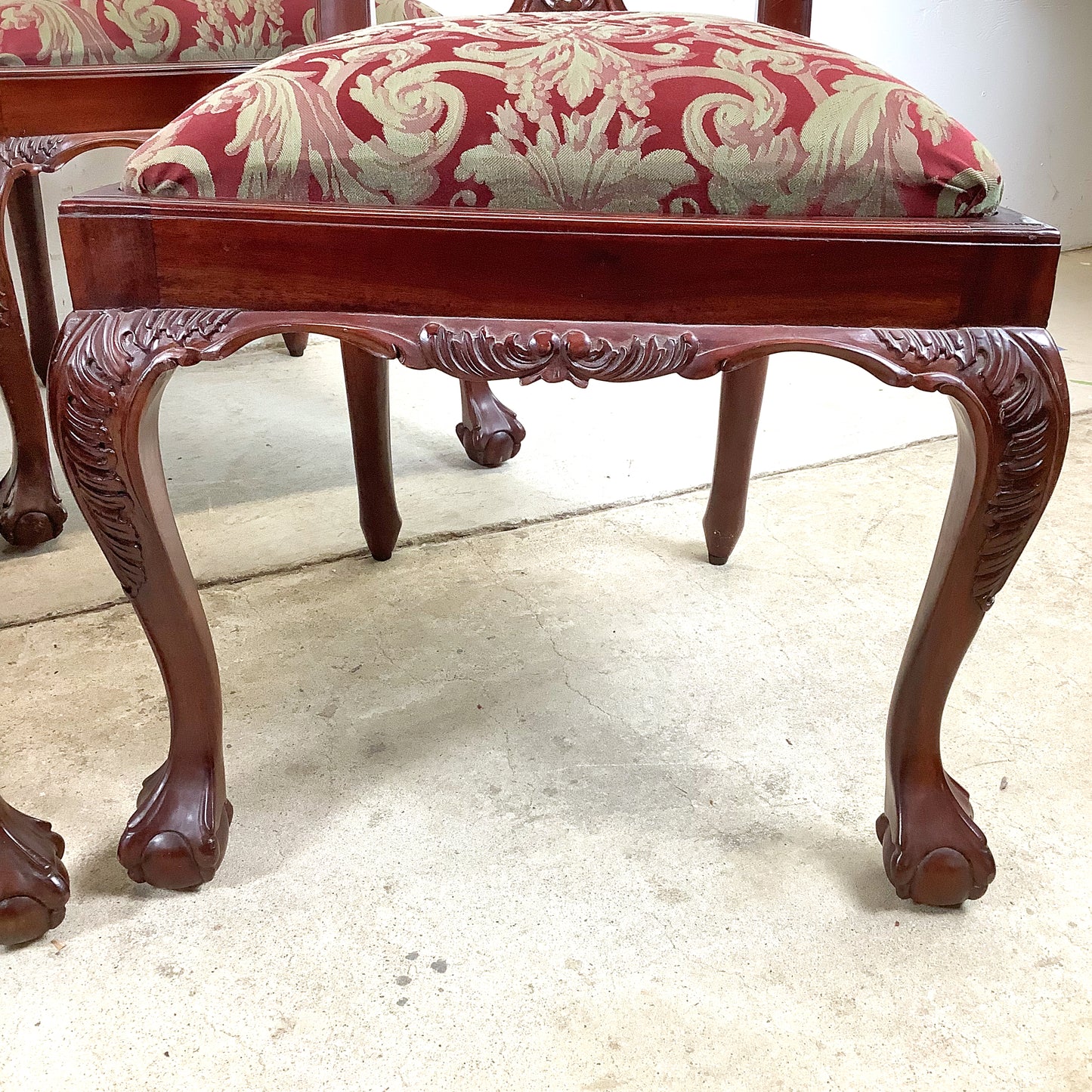 Set of Six Chippendale Style Mahogany Dining Chairs | Carved Splat Backs | Ball-and-Claw Feet