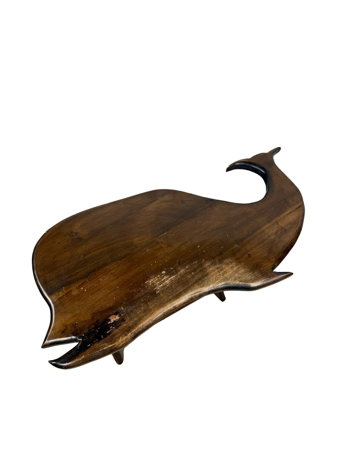 Vintage Folk Art Wooden Whale Shaped Coffee Table