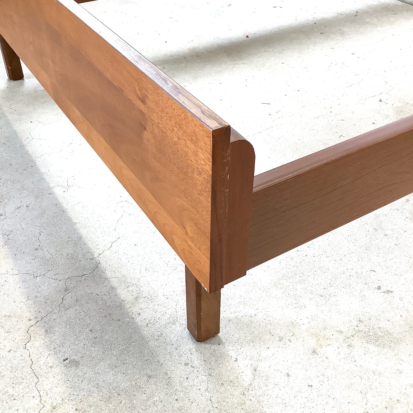 Mid-Century Walnut Twin Bed Frame – Vintage Modern Design