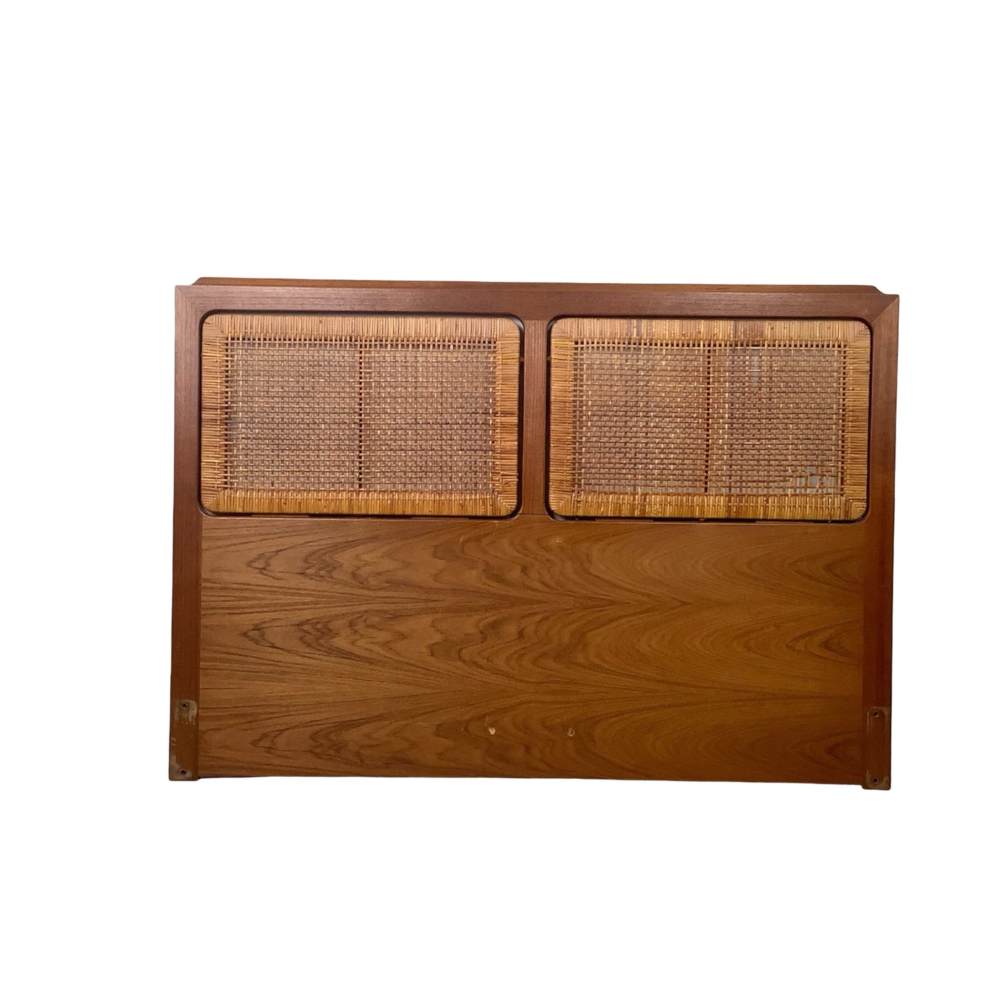 VintageModern Scandinavian Style Teak & Cane Full Headboard