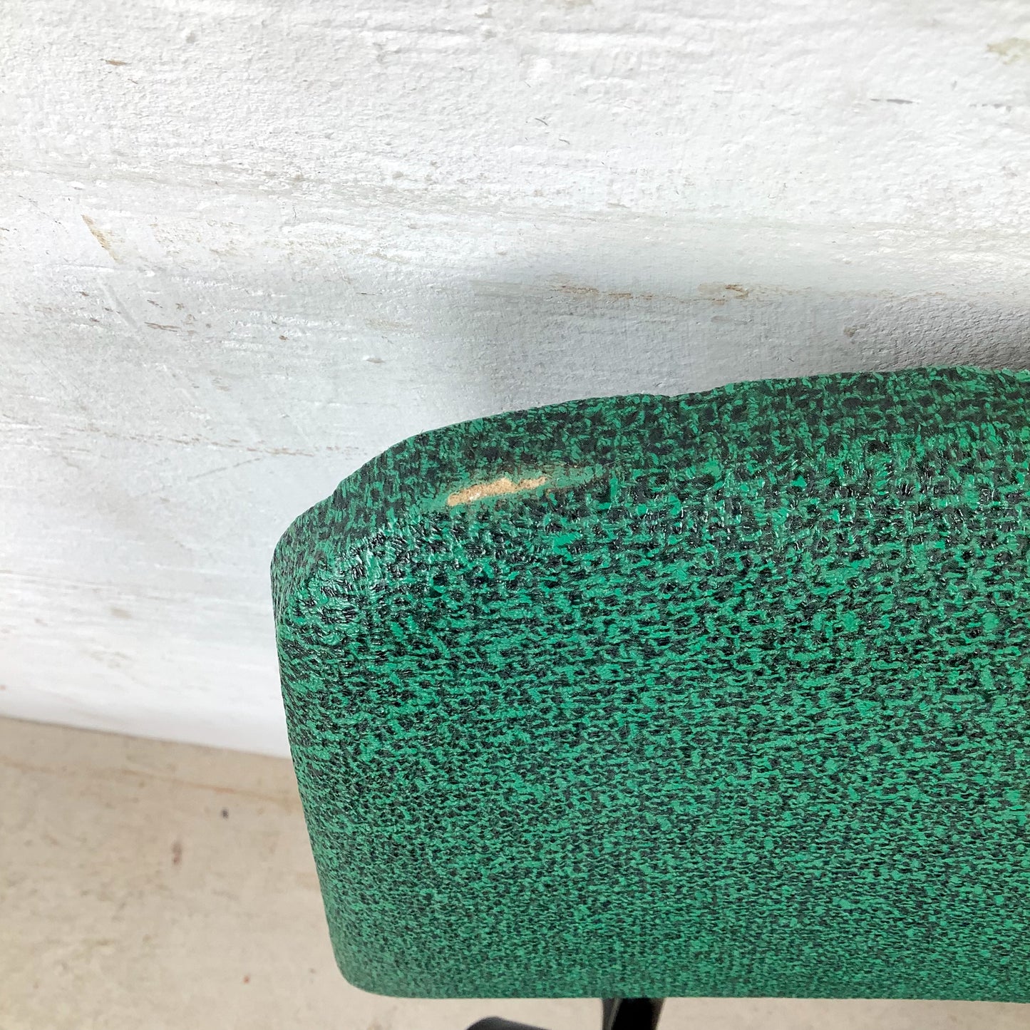 Vintage Mid-Century Modern Iron Rod Side Chair | Forest Green Tweed Back | Black Vinyl Seat | Paul McCobb / Arbuck Manner | c. 1950s