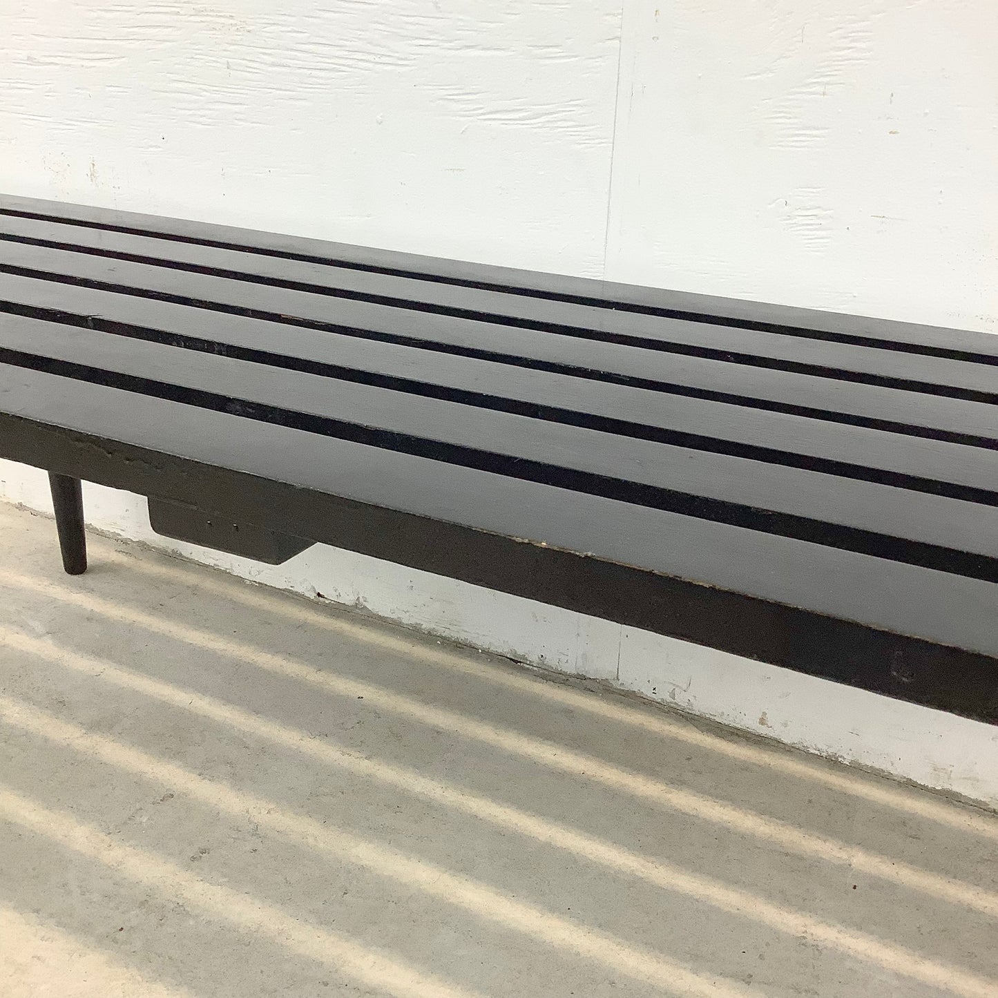 Vintage Modern Black Slat Coffee Table or Bench