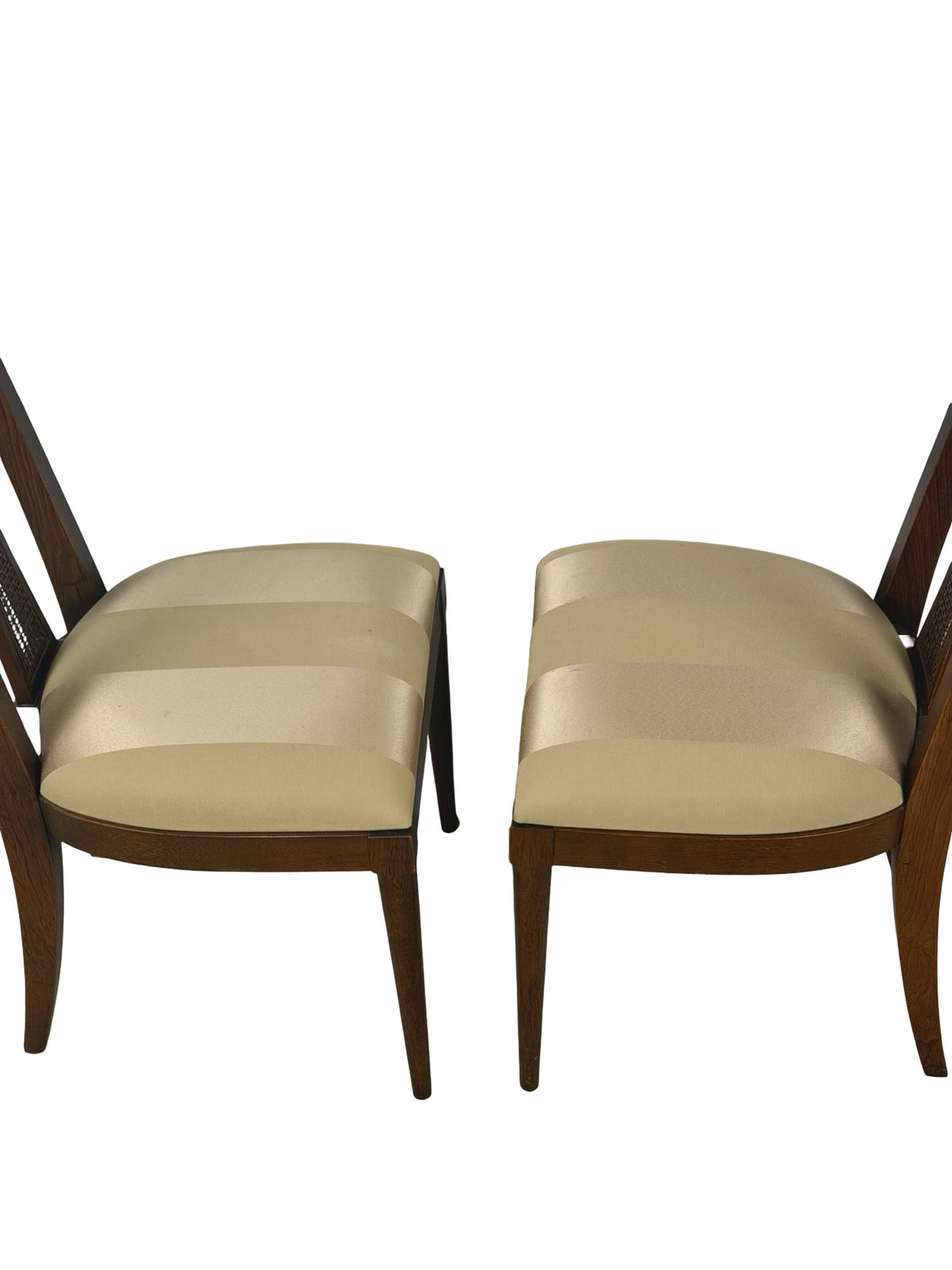 Pair of Vintage Mid-Century Modern High-Back Cane Dining Chairs, Stamped Denmark