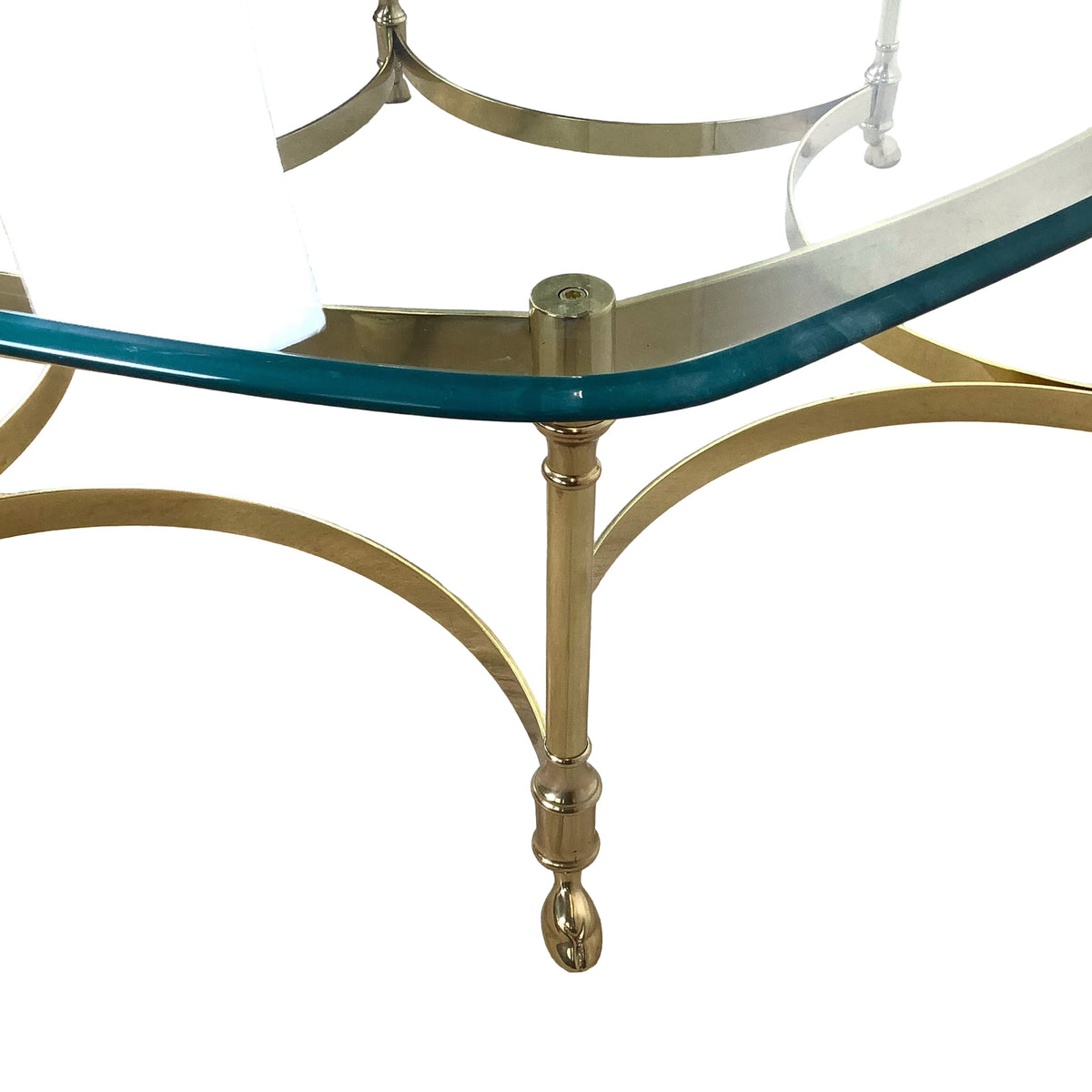 Sculptural Hollywood Regency Brass &amp; Glass Coffee Table