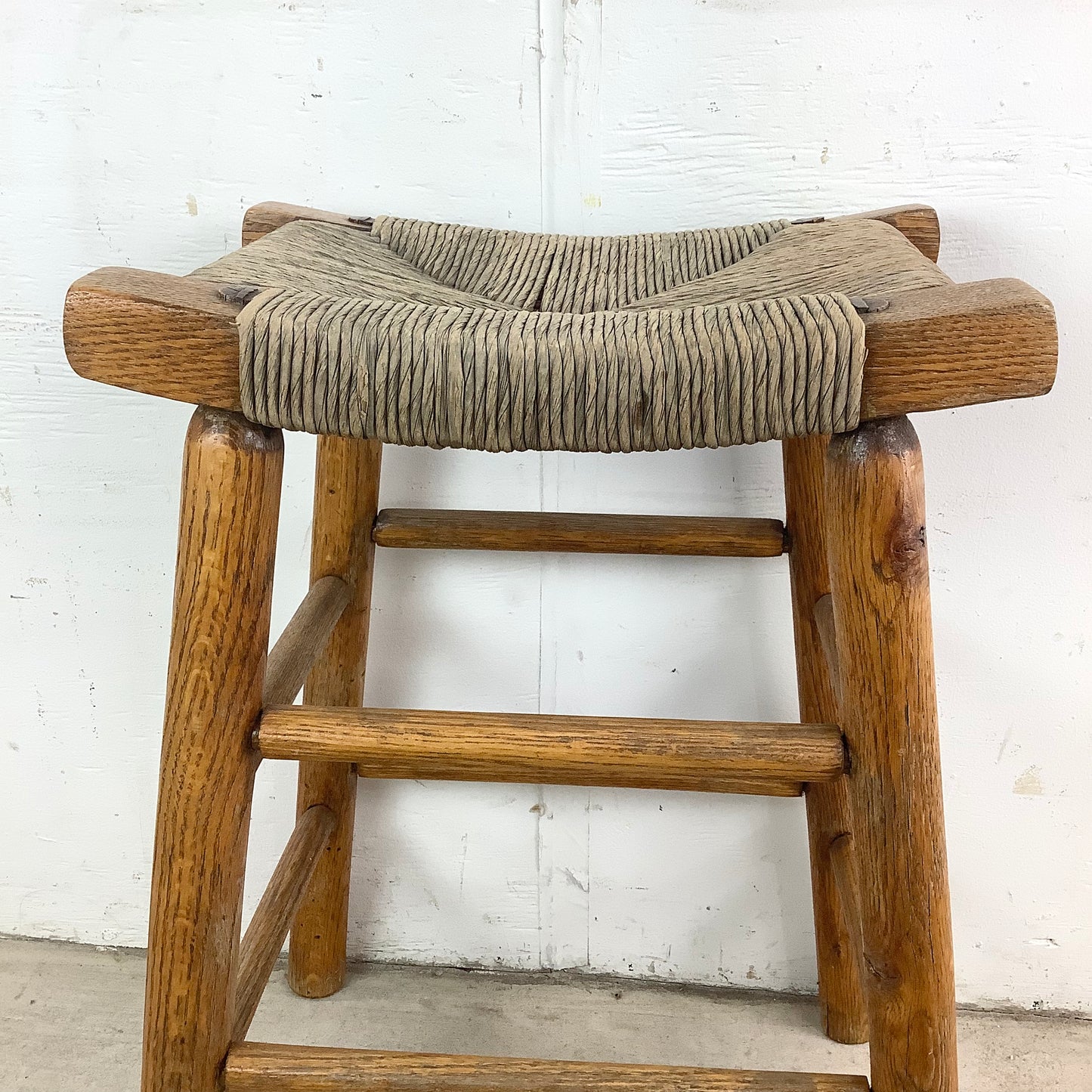 Vintage Rope Seat Counter Stool
