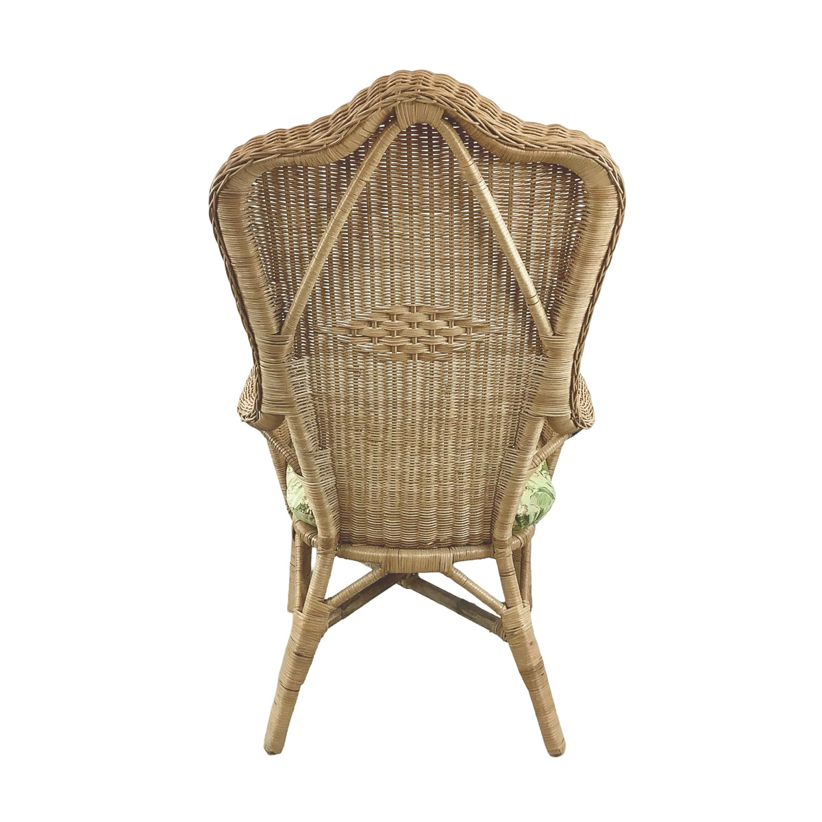 Vintage High-Back Woven Wicker Armchair