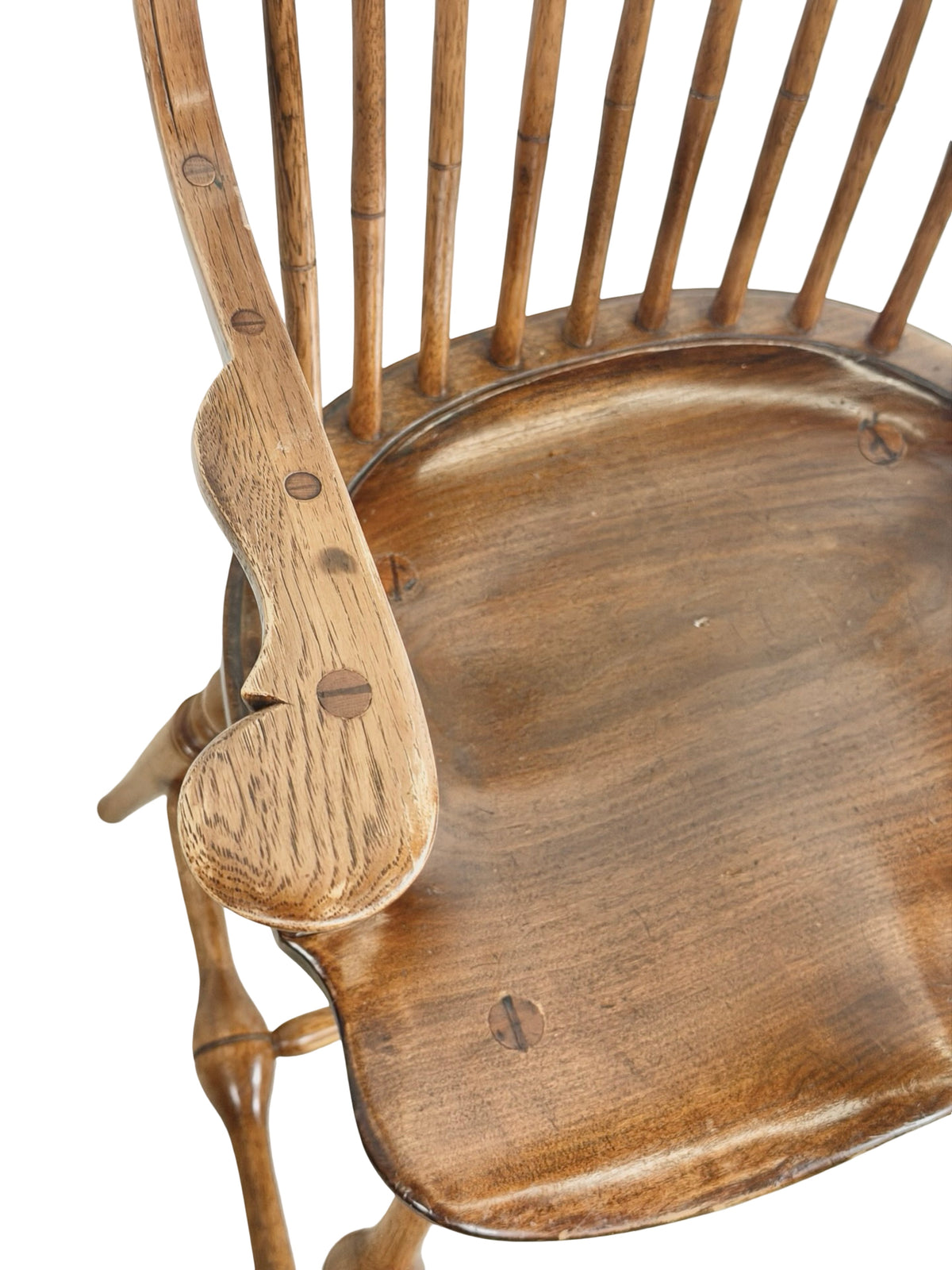 Antique Continuous-Arm Windsor Spindle-Back Wooden Chair