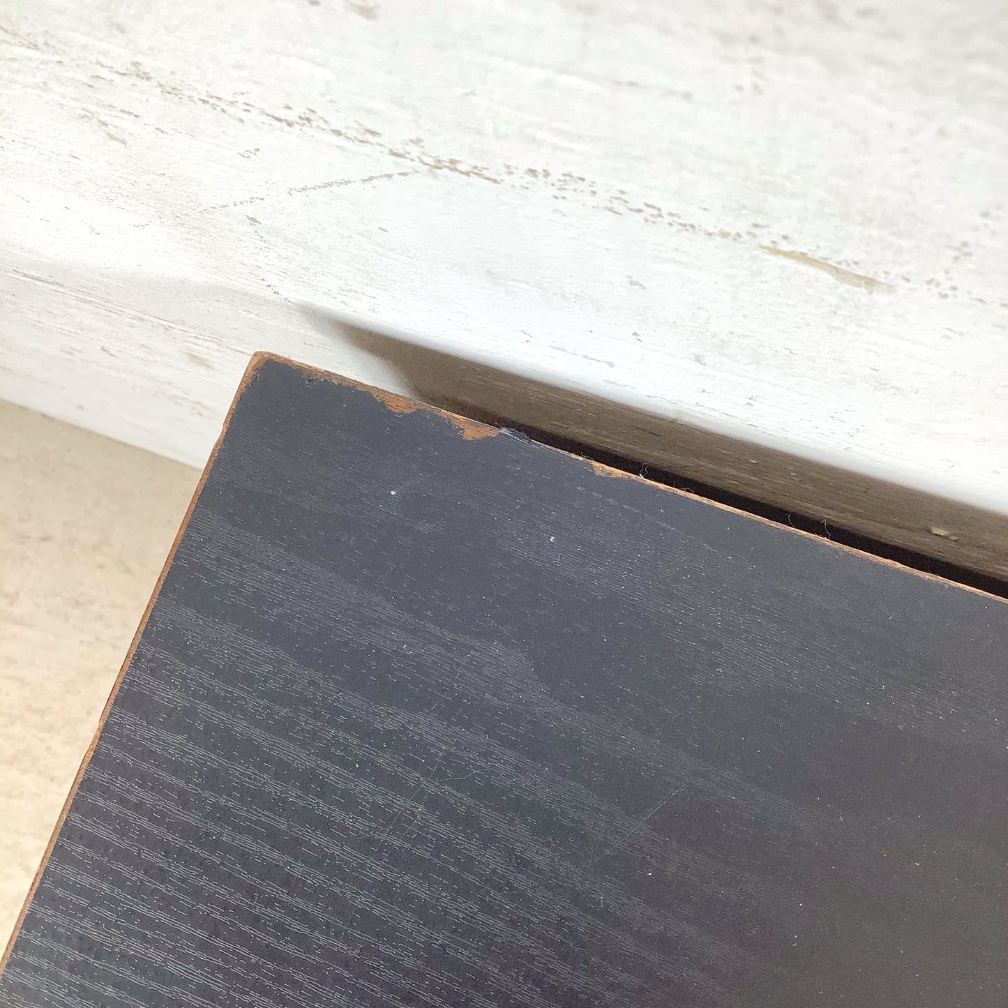 Mid-Century Nightstand with Black Top and Lower Shelf