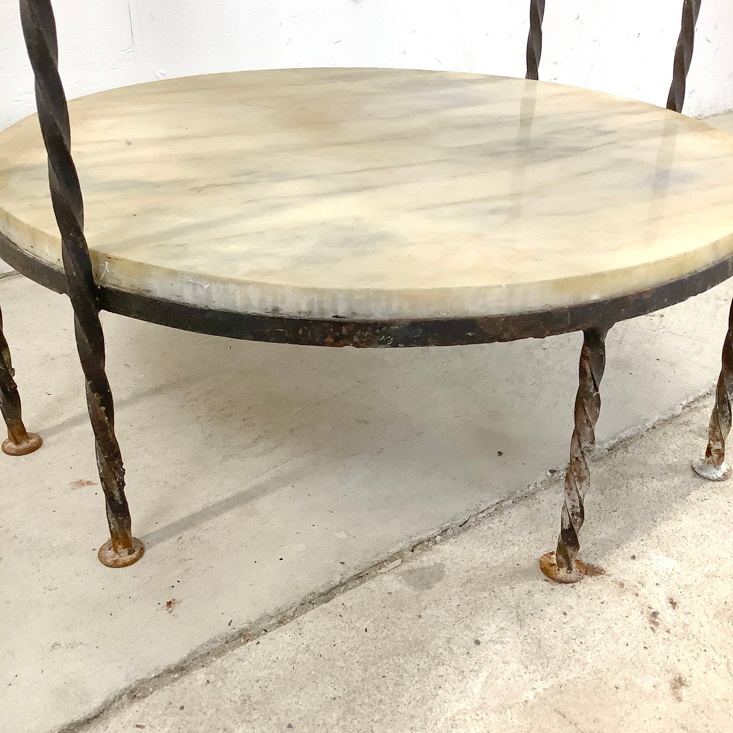 Vintage Round Etagere in Iron and Marble