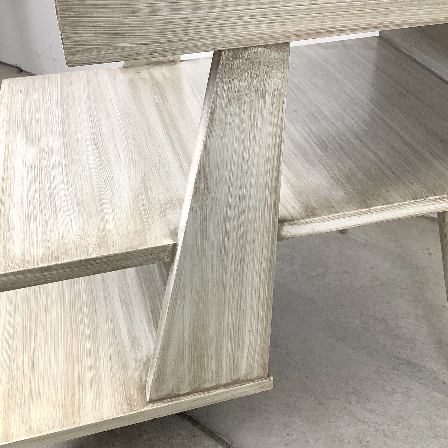 Pair of Vintage Three-Tier Step End Tables | Cerused Finish
