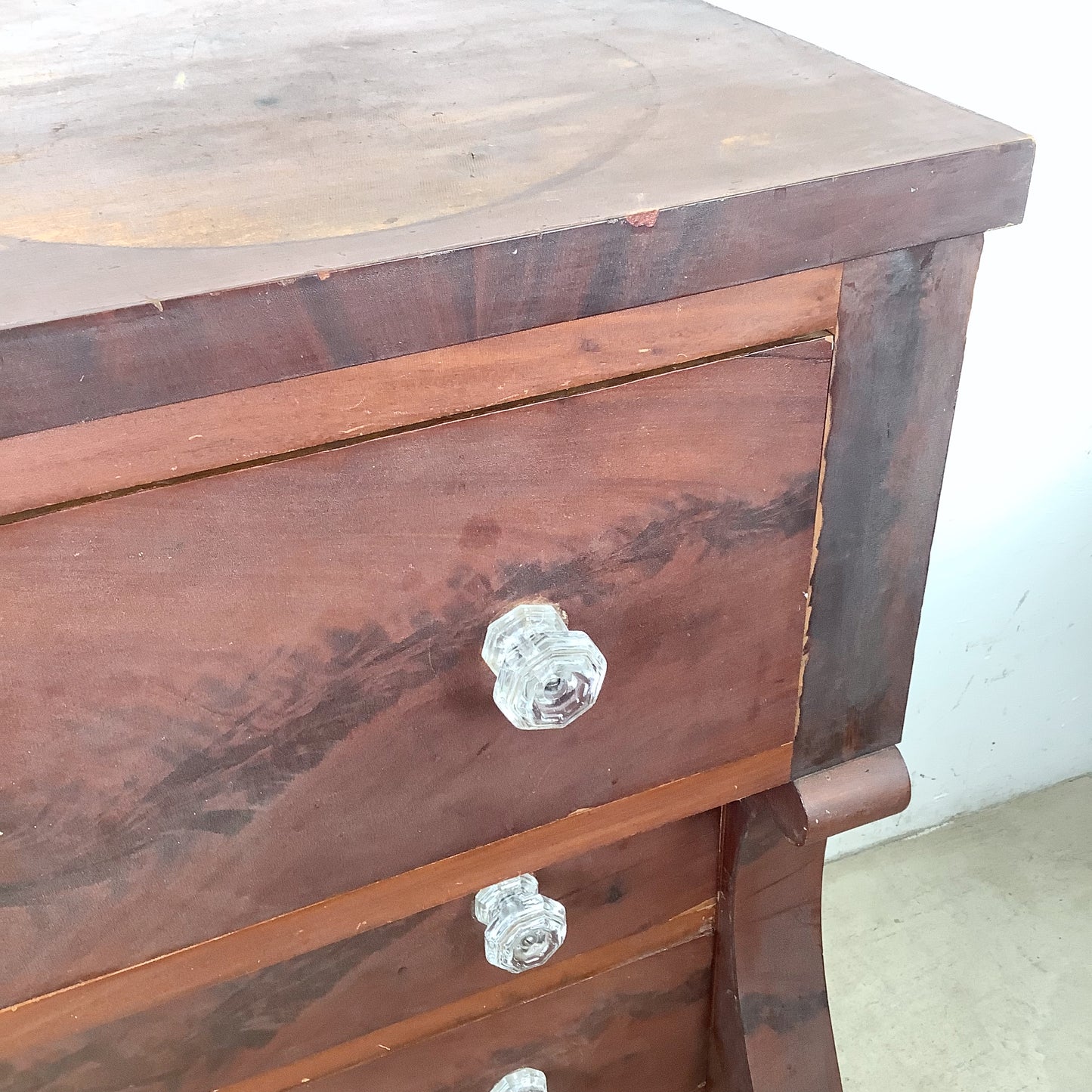 19th Century American Empire Flame Mahogany Four-Drawer Chest