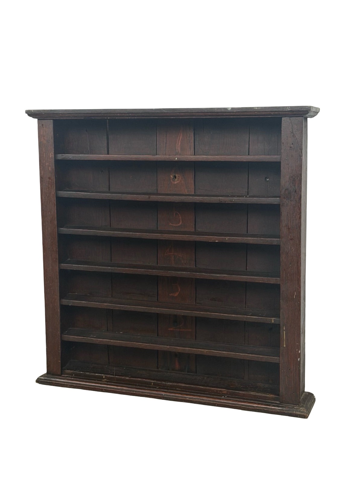 Antique Wooden Billiard Ball Display Rack, Six-Tier Game Room Shelf