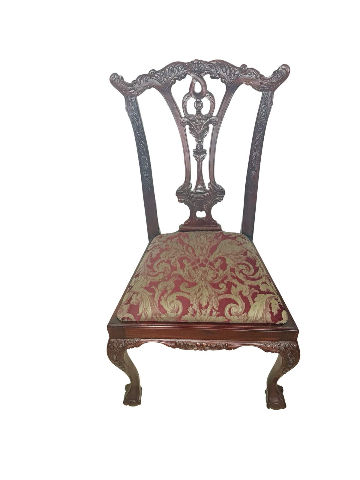 Set of 4 Chippendale-Style Mahogany Dining Chairs with Carved Ball-and-Claw Feet