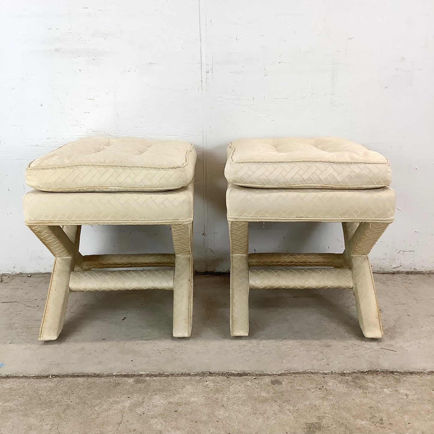 Pair Vintage X-Base Regency Benches