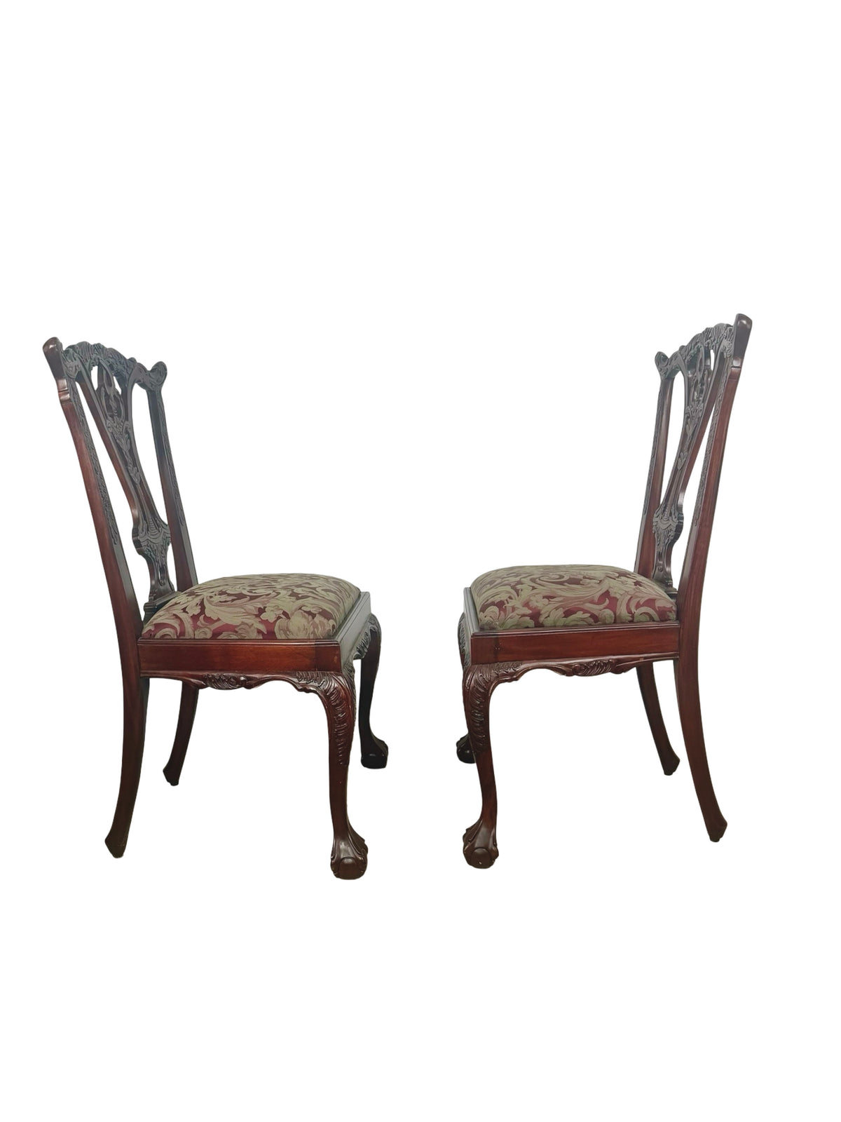 Set of 4 Chippendale-Style Mahogany Dining Chairs with Carved Ball-and-Claw Feet