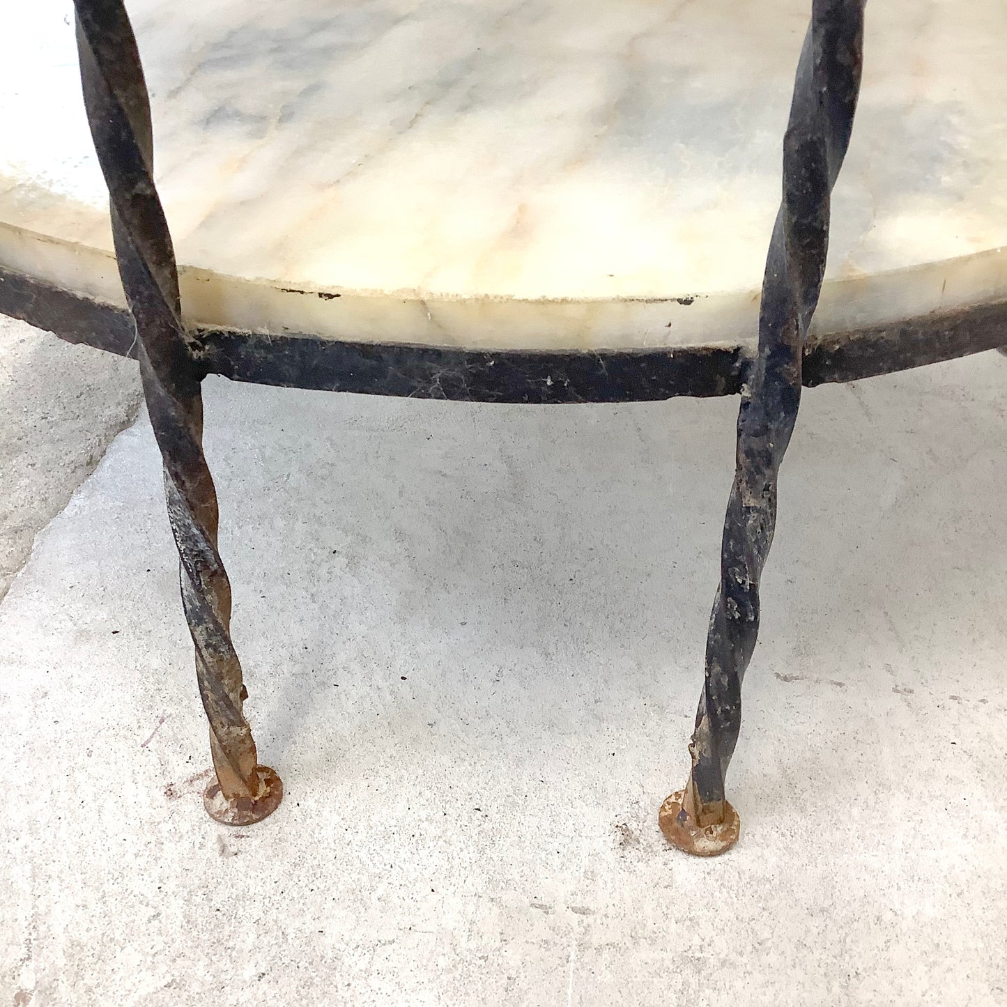 Vintage Round Etagere in Iron and Marble