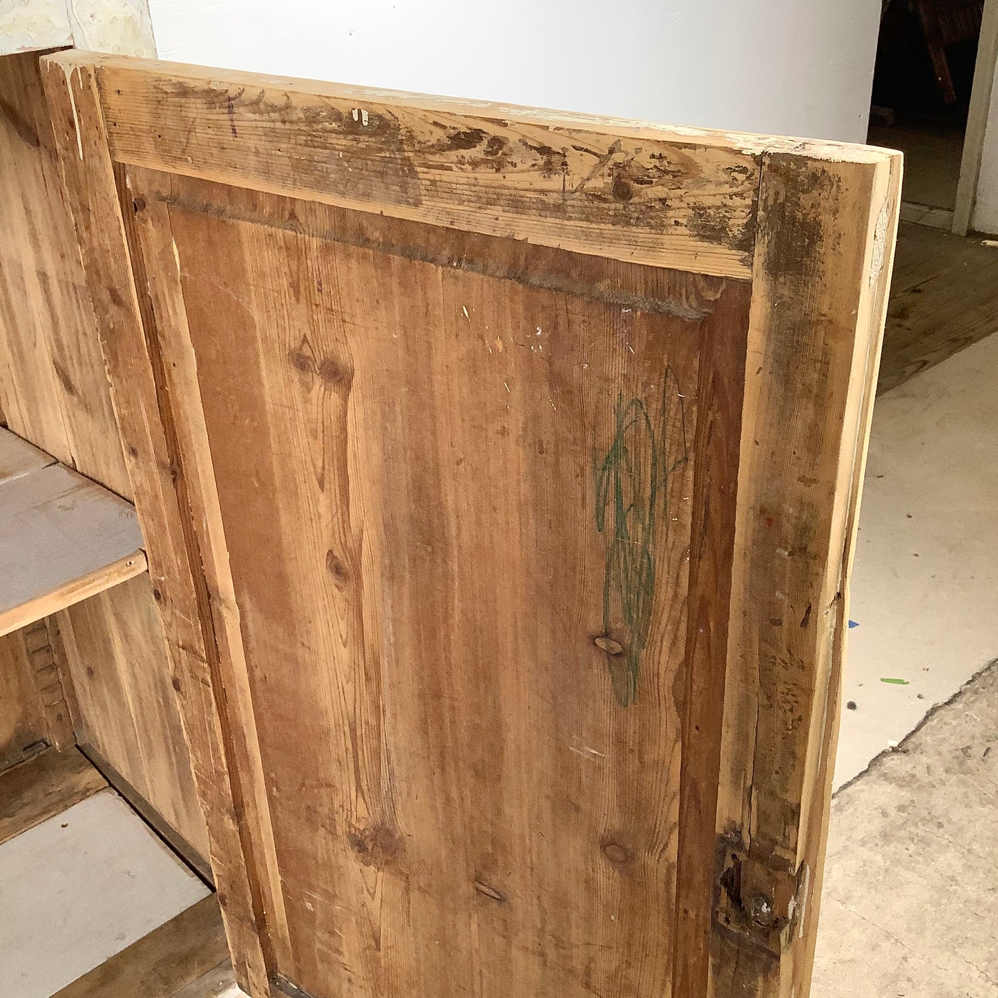 Rustic 20th Century Two-Door Cabinet – Distressed White Patina with Ample Storage