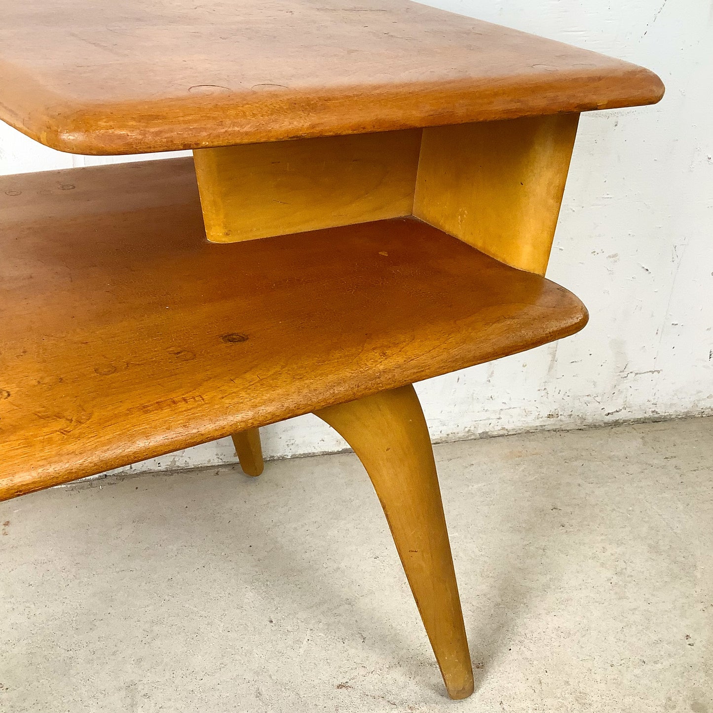 Vintage Heywood-Wakefield Birch Step End Table | Mid-Century Modern Two-Tier Side Table