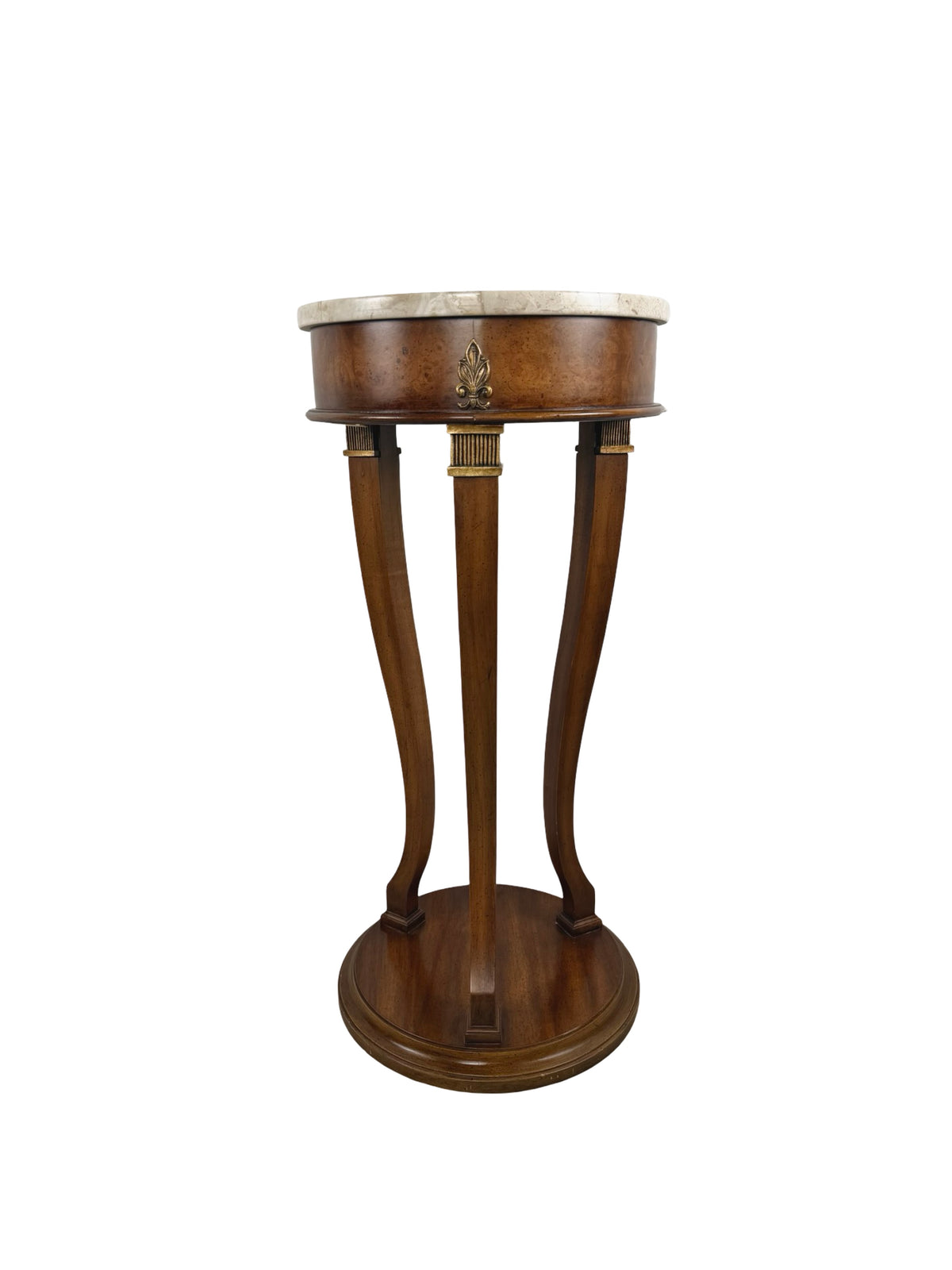 Vintage Neoclassical Italian Marble-Top Pedestal Side Table