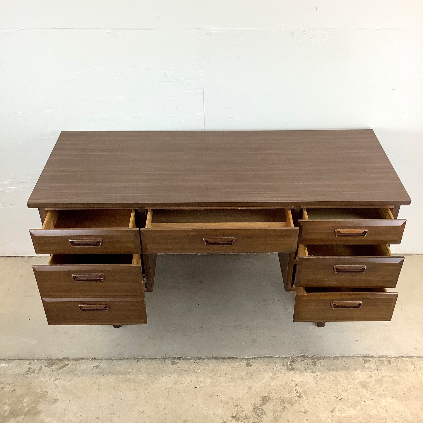 Mid-Century Six Drawer Writing Desk