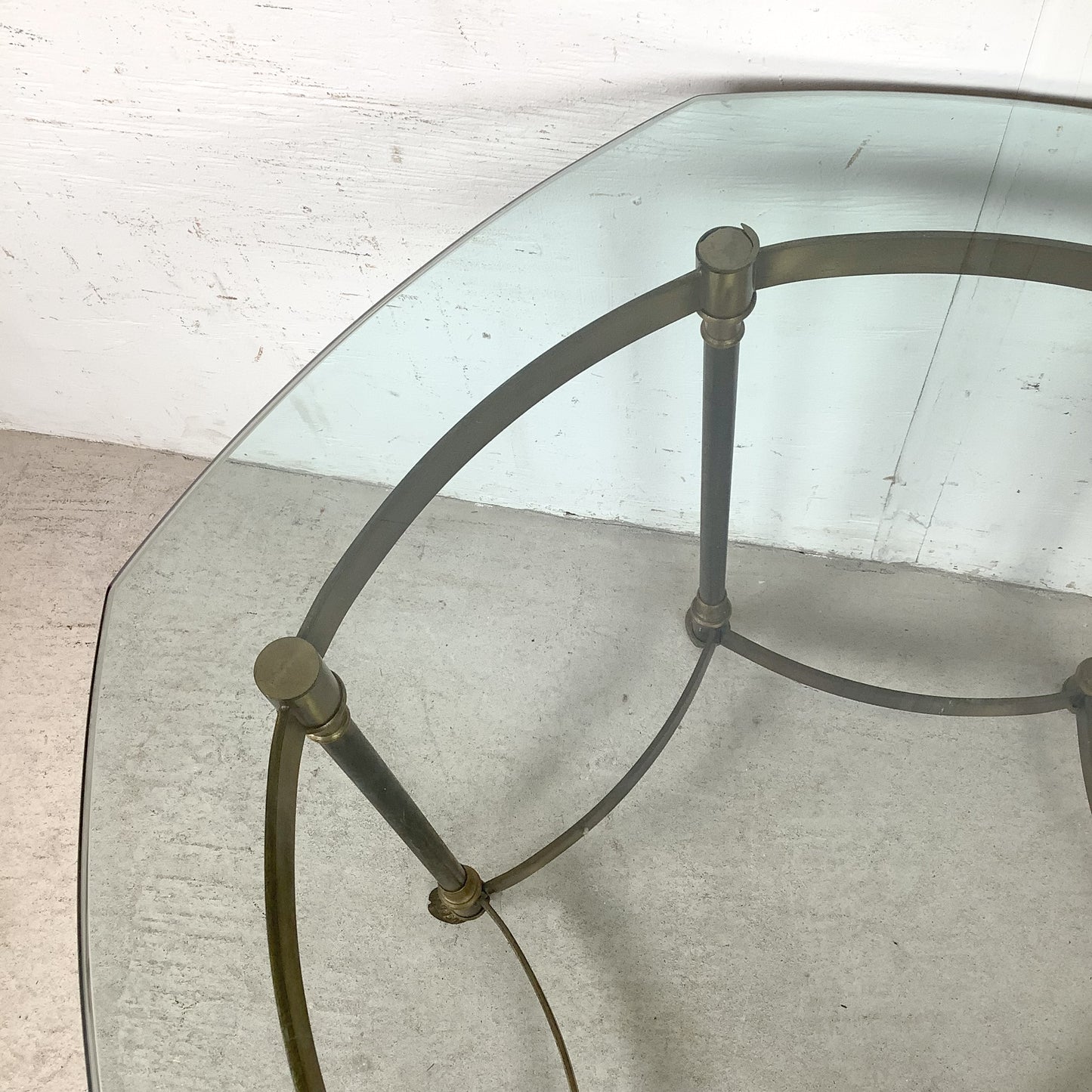Vintage Brass & Octagonal Glass Accent Side Table in the Style of La Barge