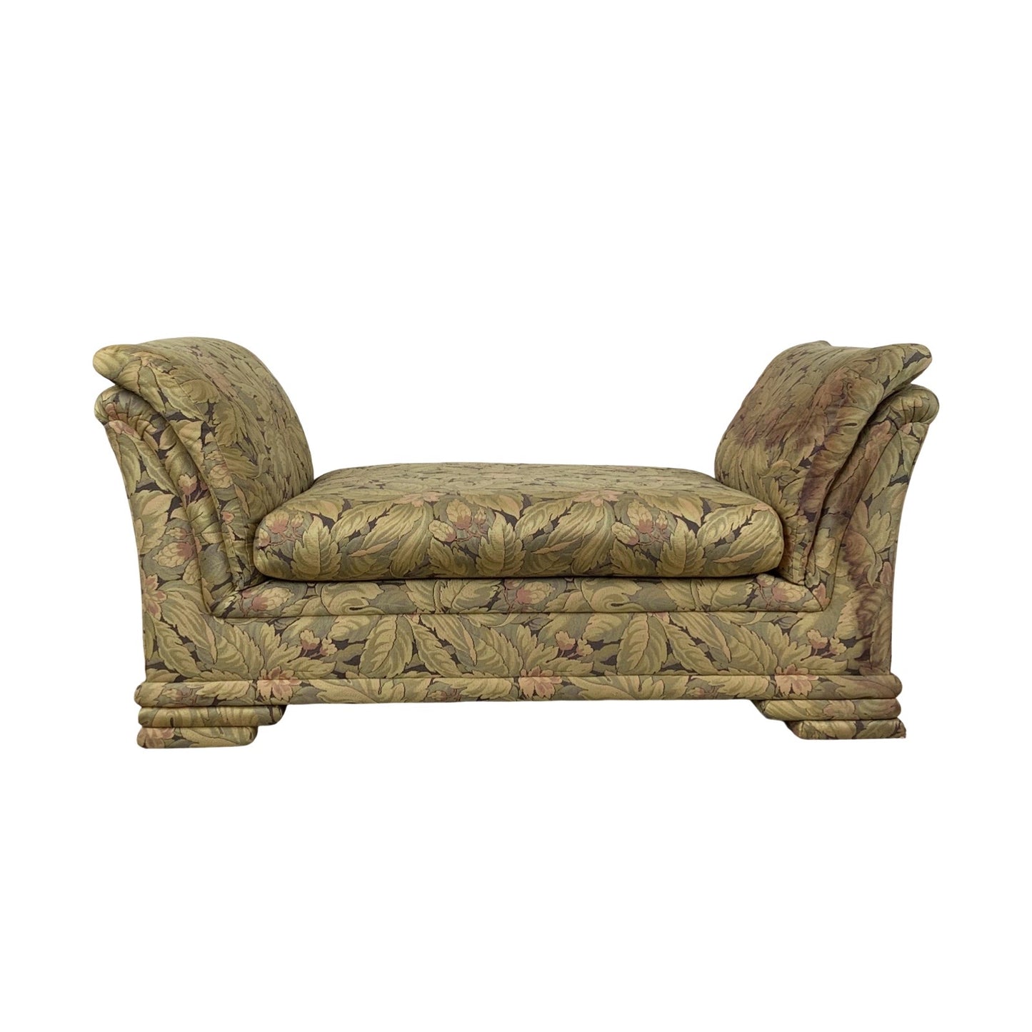 Vintage Botanical Chaise Bench With Rolled Arms