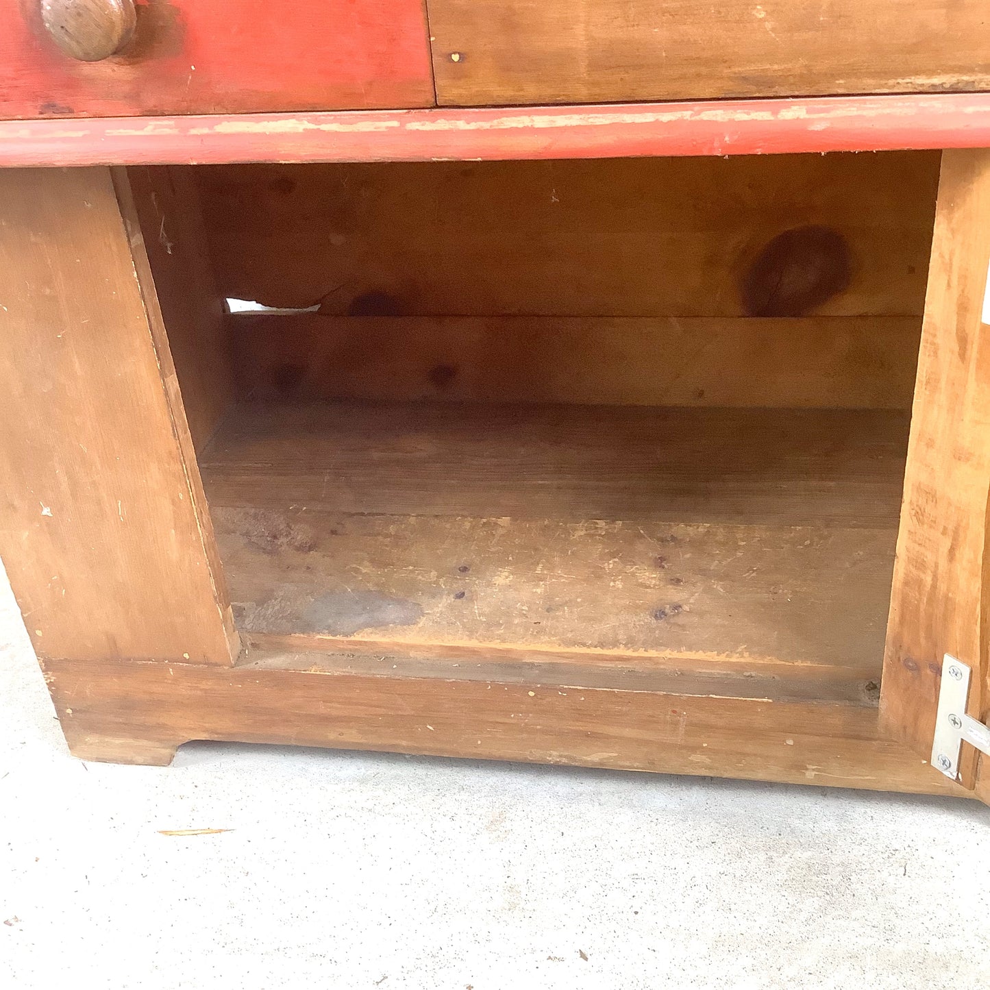 Antique American Primitive Painted Pine Farmhouse Cabinet