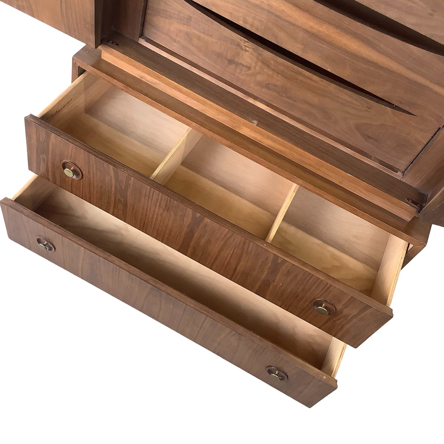 Merton Gershun for American of Martinsville "Harlequin" Walnut Mid-Century Modern Highboy Gentleman's Chest Dresser