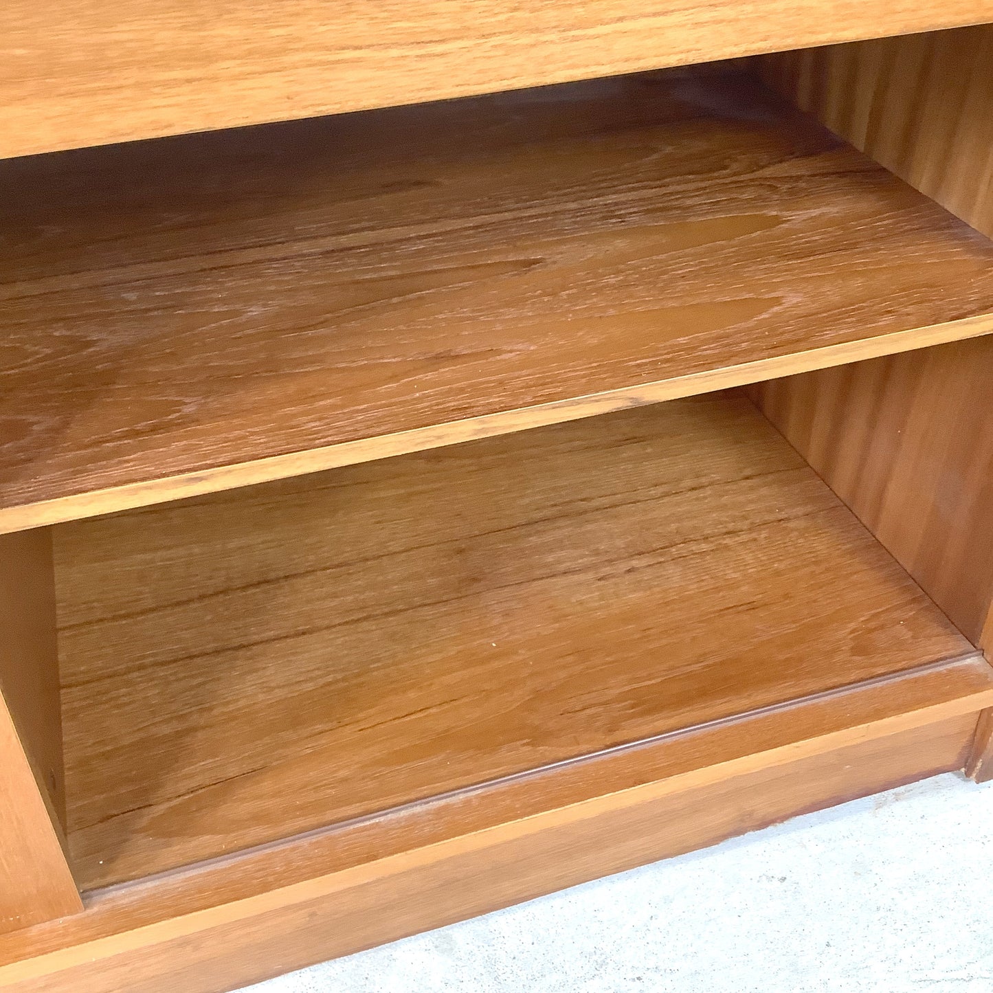 Vintage Scandinavian Modern Teak Credenza & Media Cabinet with Sliding Doors