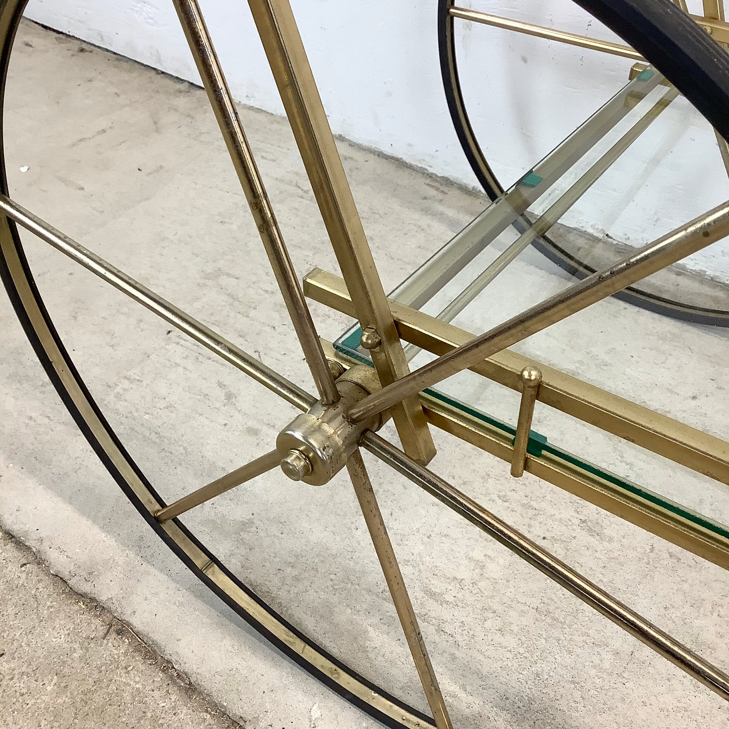 Vintage Brass and Glass Bar Cart or Tea Trolley
