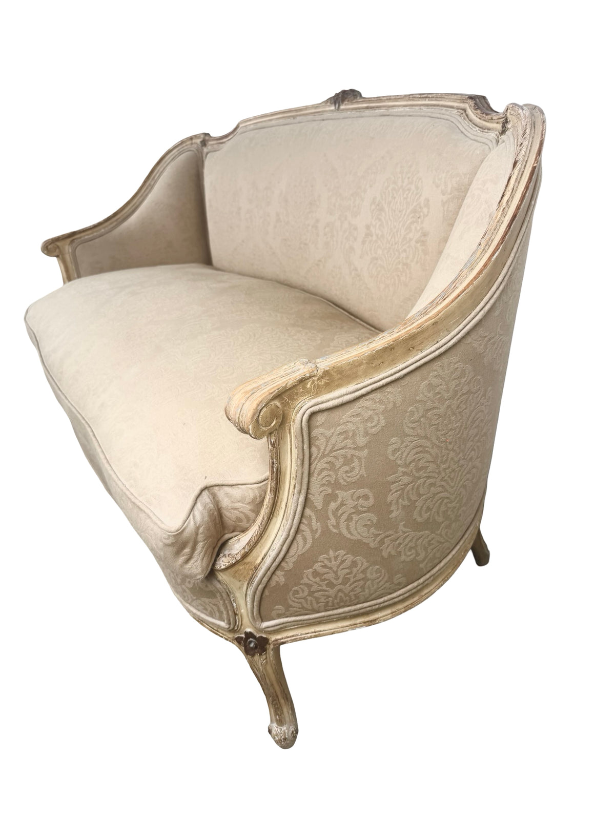 Vintage Louis XV Revival Carved Giltwood Upholstered Settee