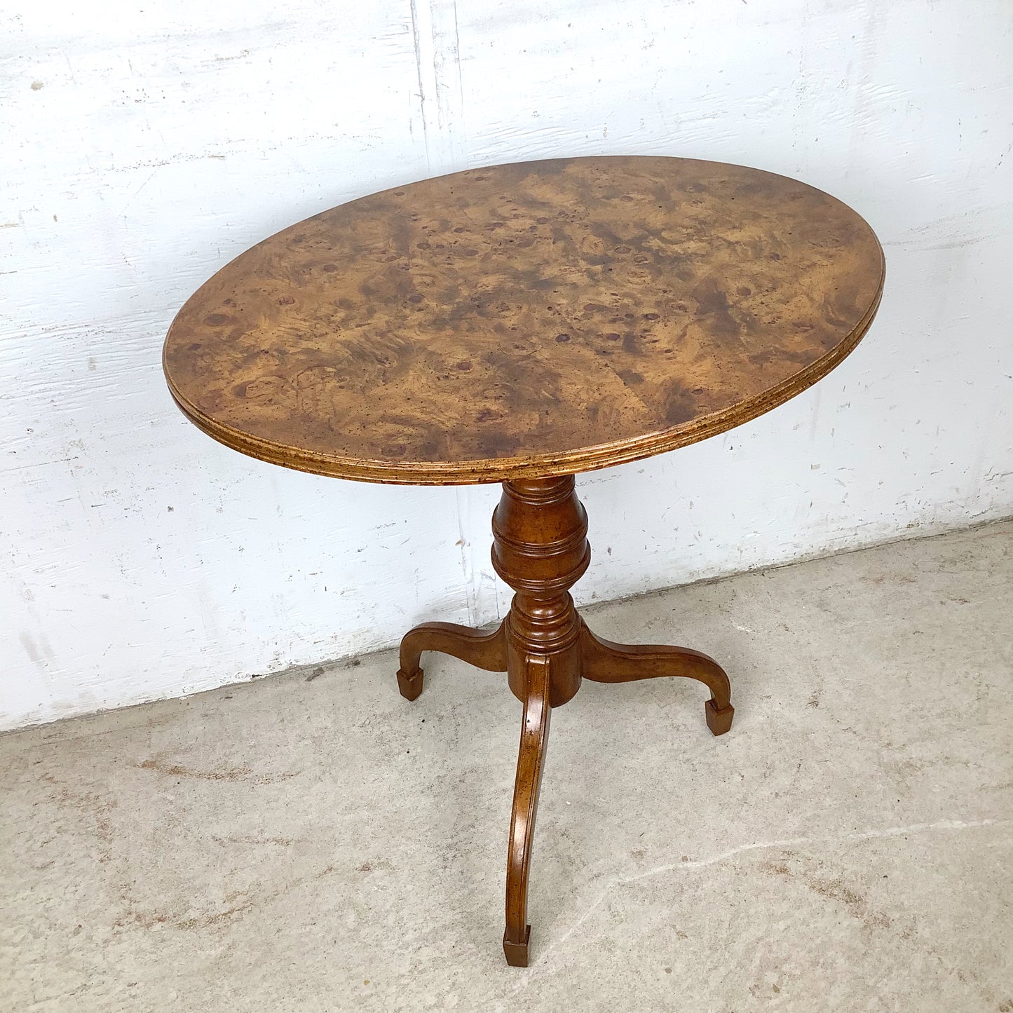 Weiman Oxford Burl Veneer Pedestal Accent Table