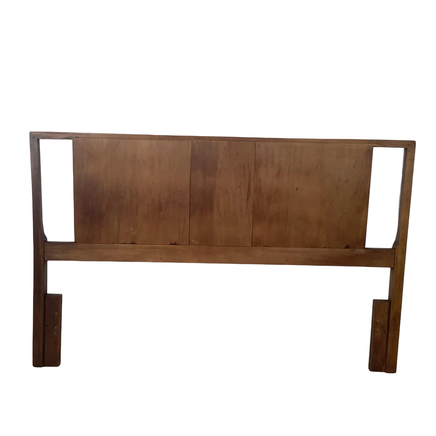 Mid-Century Modern Walnut Headboard | Vintage Full/Queen | Woven Panel Design