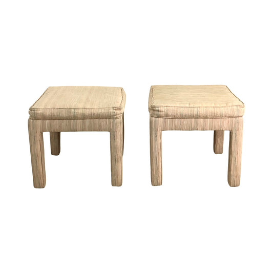 Vintage Karl Springer–Style Upholstered Stools- pair