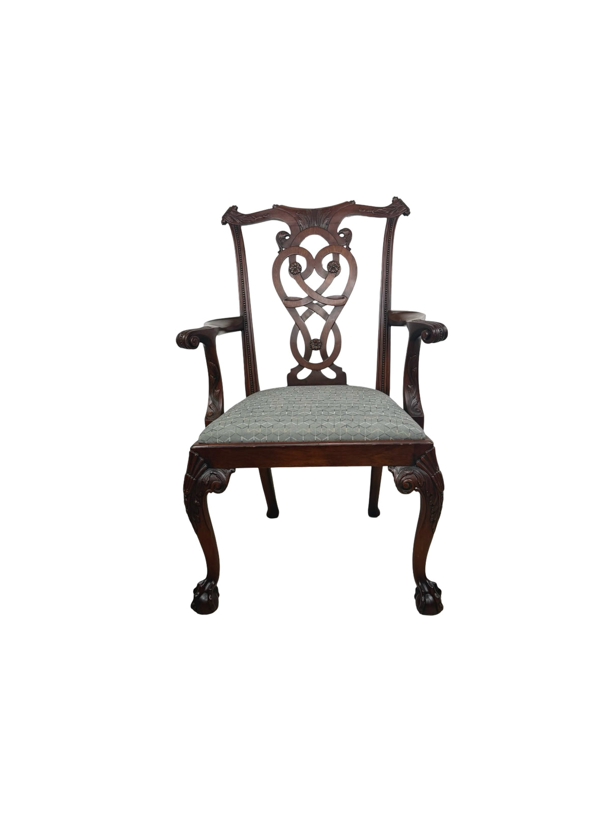 Vintage Maitland-Smith Chippendale Carved Armchair with Ball-and-Claw Feet