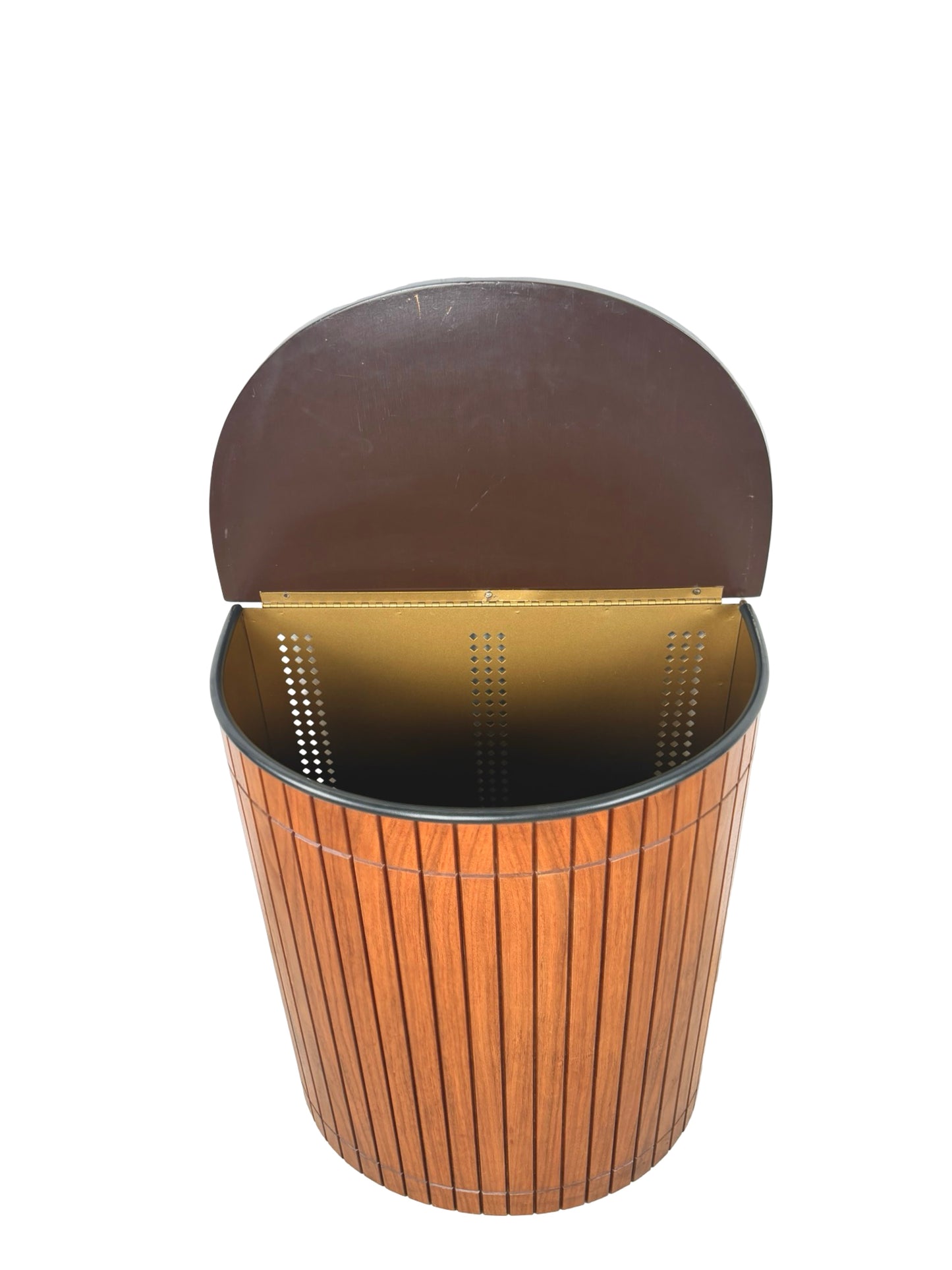 Vintage Mid-Century Slatted Wood Hamper
