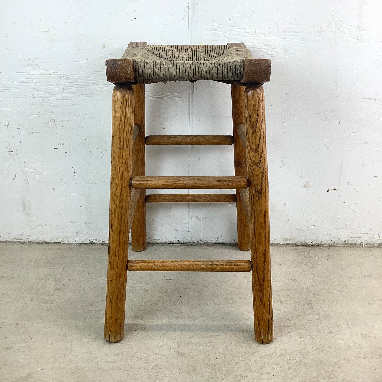 Vintage Rope Seat Counter Stool