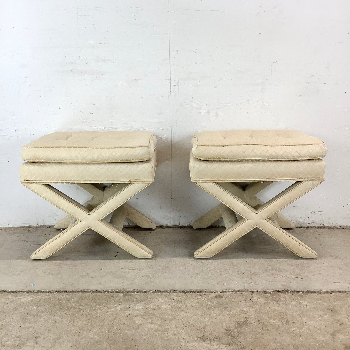 Pair Vintage X-Base Regency Benches