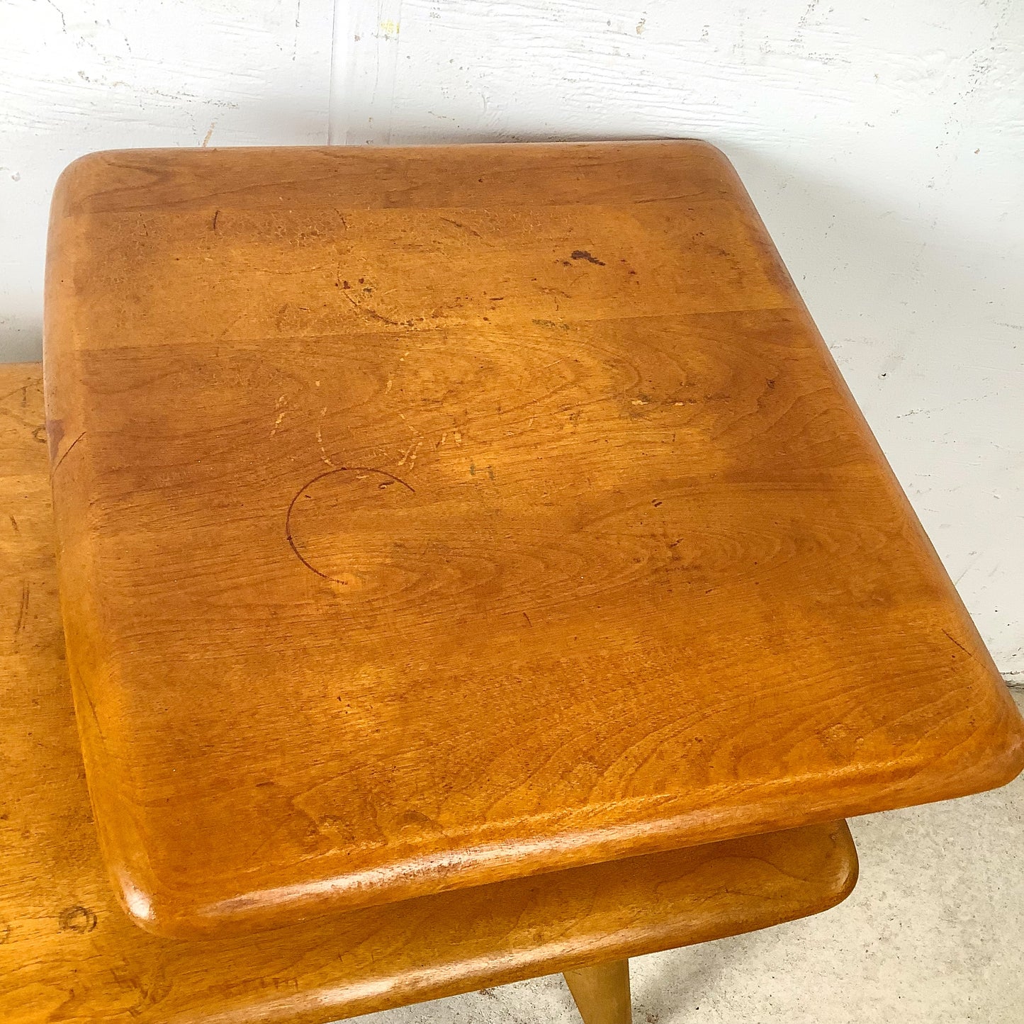 Vintage Heywood-Wakefield Birch Step End Table | Mid-Century Modern Two-Tier Side Table