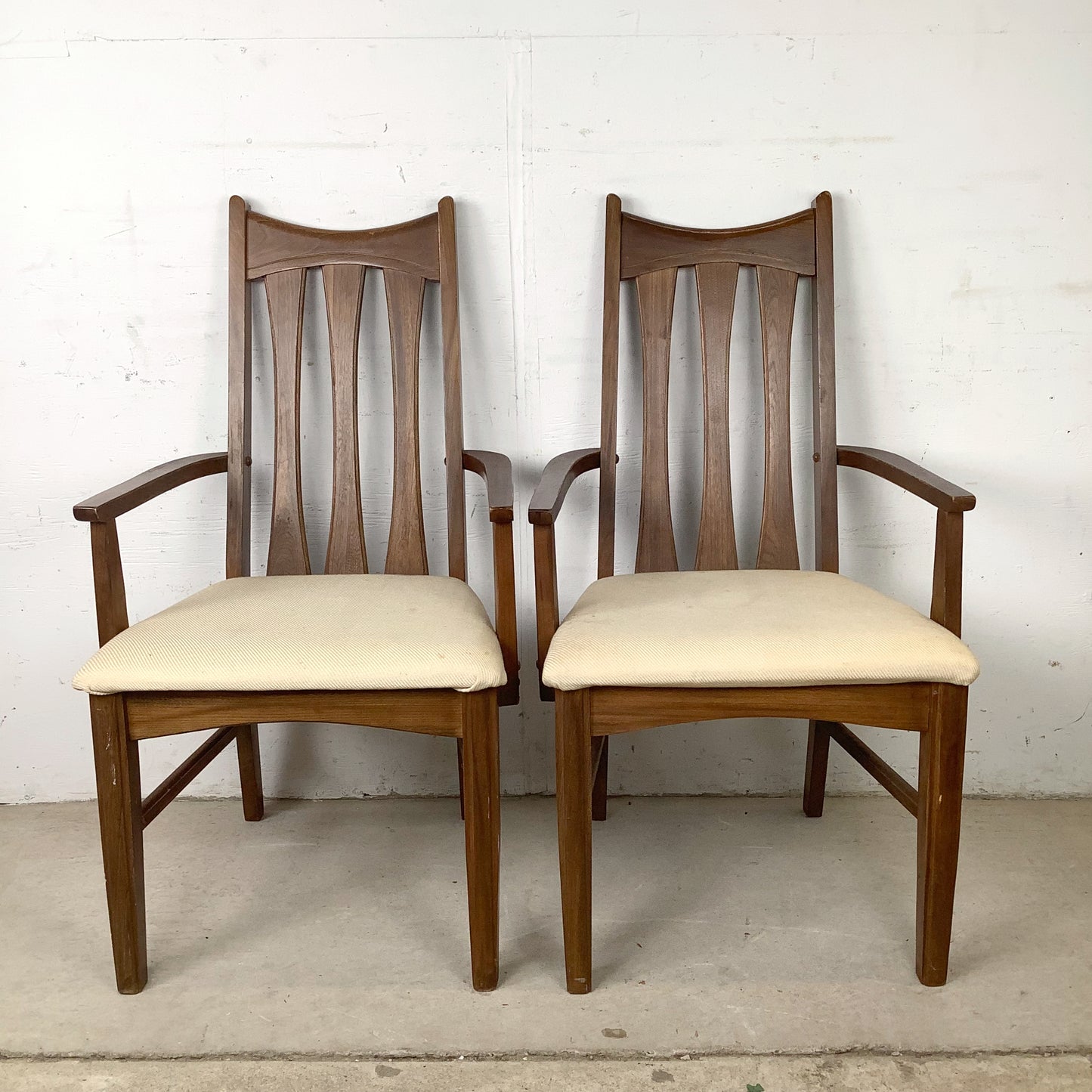 Set of Six Mid-Century Walnut Dining Chairs