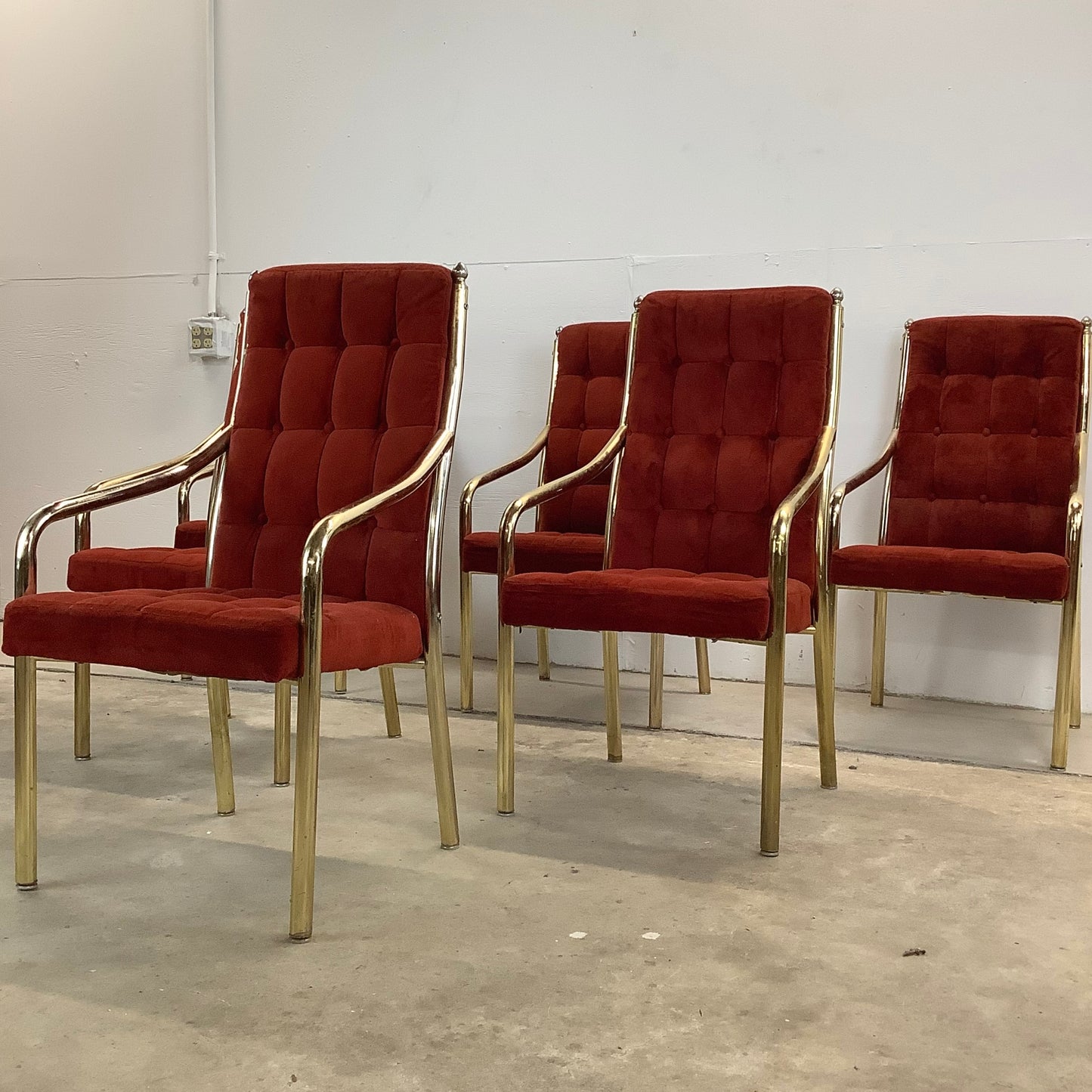 Vintage Modern Highback Red Dining Chairs by Chromcraft- Set of Six