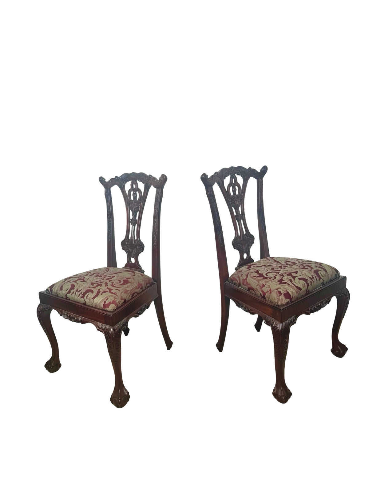 Set of 4 Chippendale-Style Mahogany Dining Chairs with Carved Ball-and-Claw Feet
