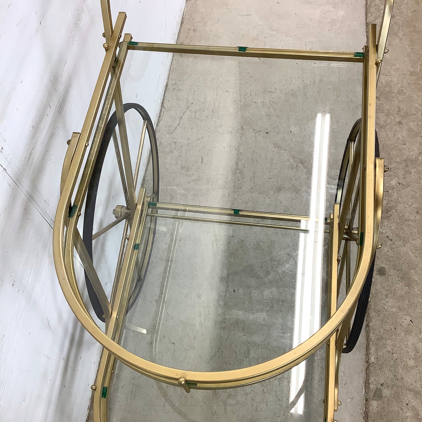 Vintage Brass and Glass Bar Cart or Tea Trolley