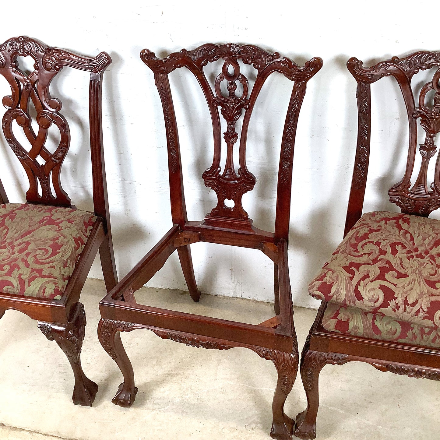 Set of Six Chippendale Style Mahogany Dining Chairs | Carved Splat Backs | Ball-and-Claw Feet