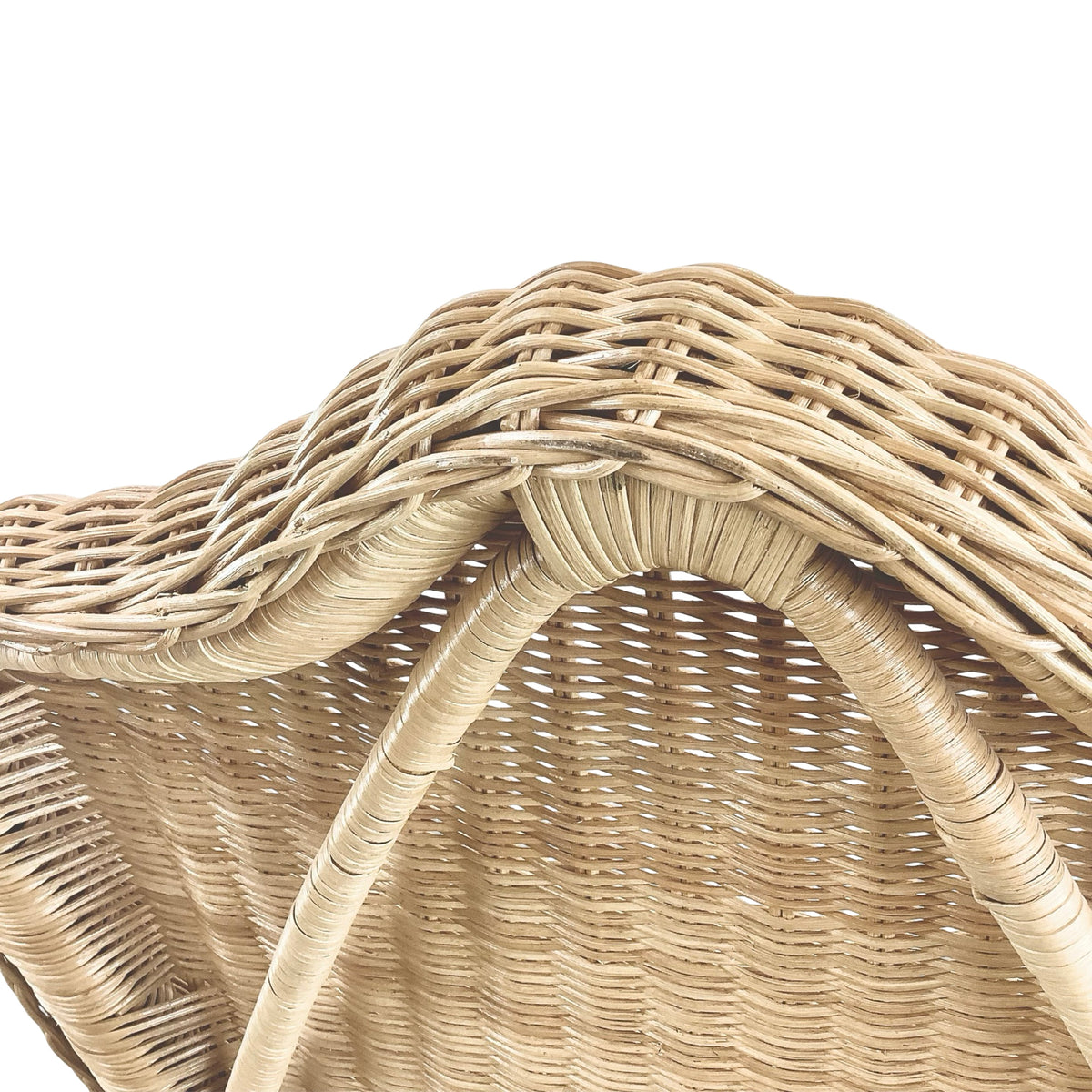 Vintage High-Back Woven Wicker Armchair