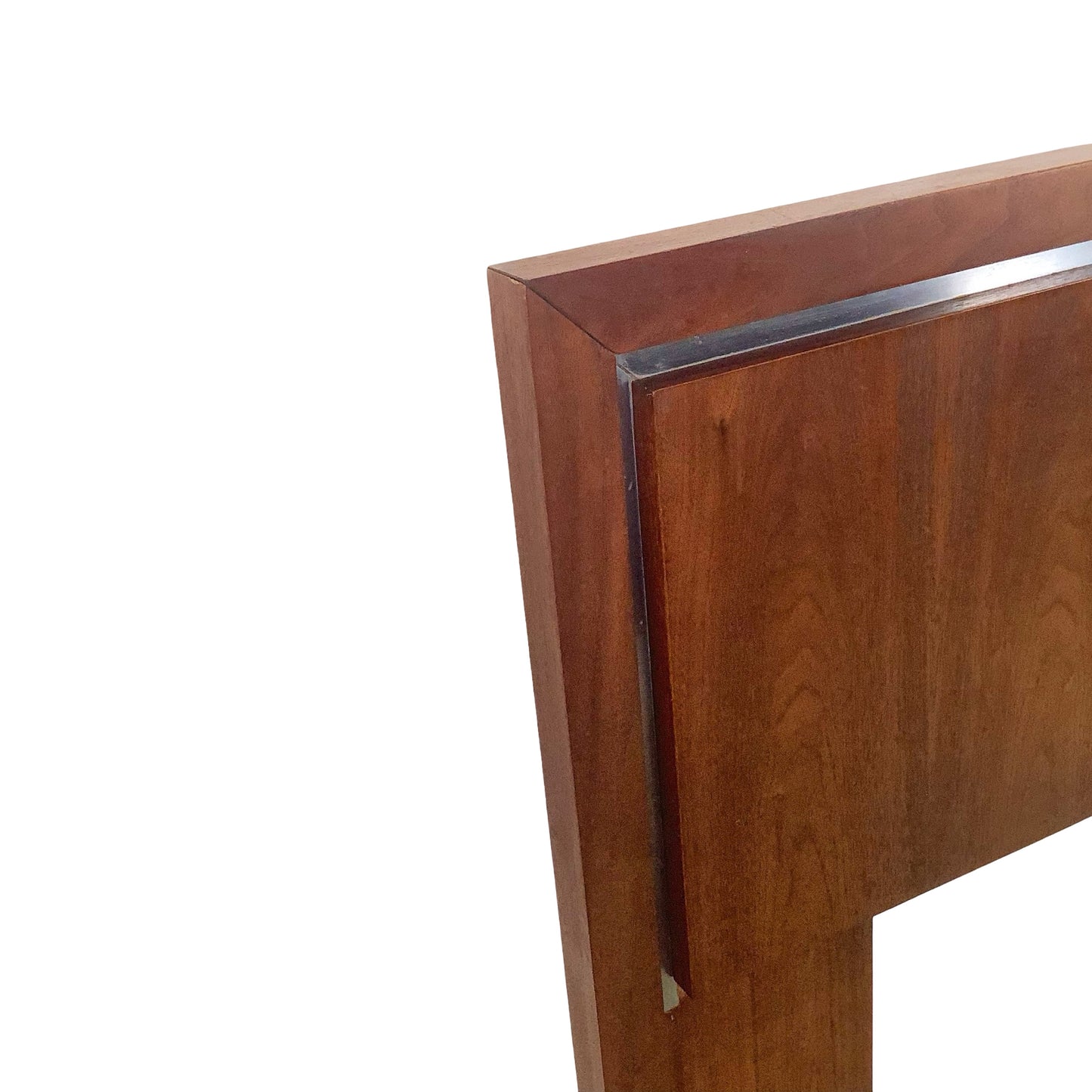 Mid-Century Modern Dillingham Walnut Headboard with Polished Chrome Accent Inlay