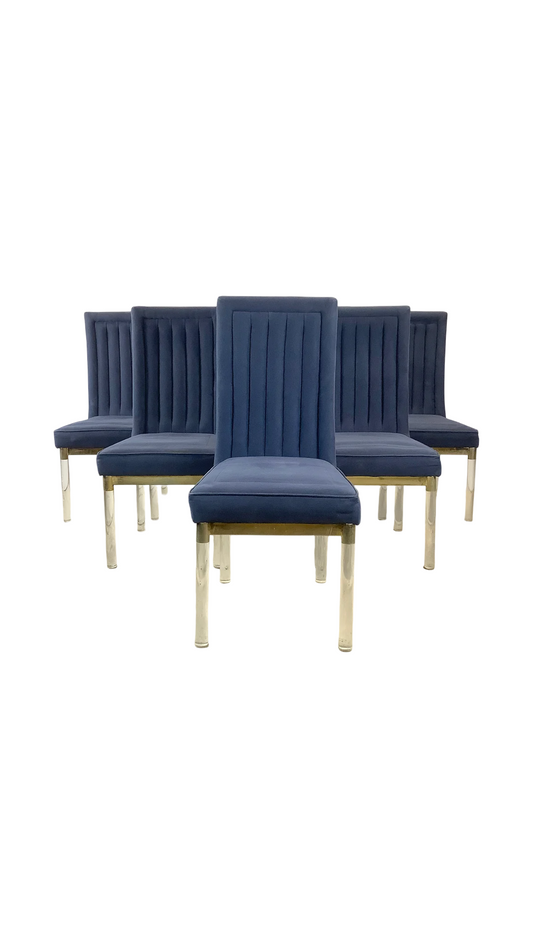 Vintage Modern Dining Chairs w/ Lucite Legs by Charles Hollis Jones- Six