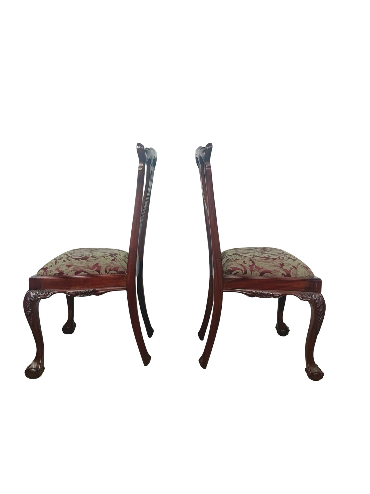 Set of 4 Chippendale-Style Mahogany Dining Chairs with Carved Ball-and-Claw Feet